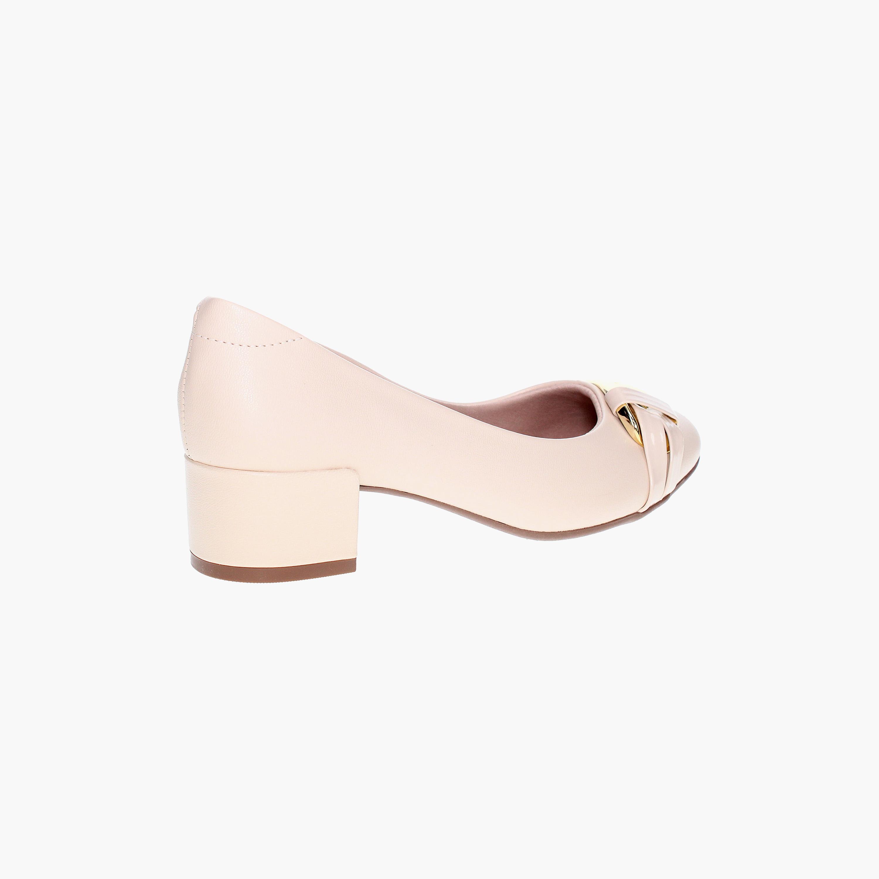 حذاء بمبز نسائي بكعب بلوك من بيرا ريو مع مزين بإبزيم ذهبي | 4301-105-9569-women-shoes-heels-image-2