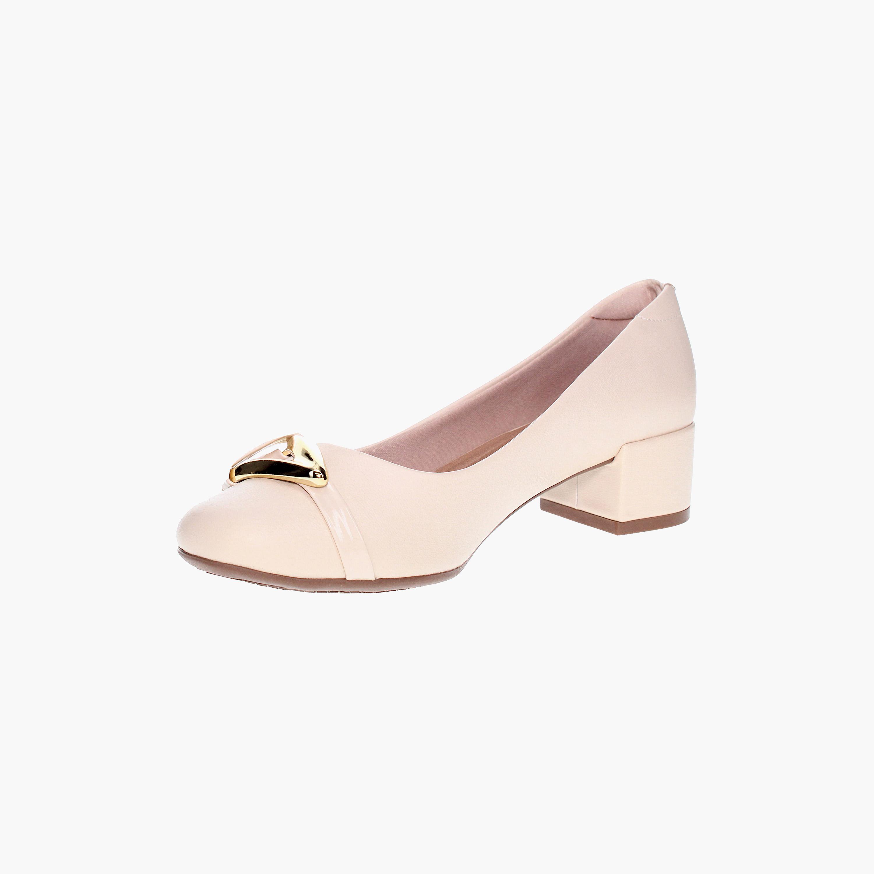 حذاء بمبز نسائي بكعب بلوك من بيرا ريو مع مزين بإبزيم ذهبي | 4301-105-9569-women-shoes-heels-image-3
