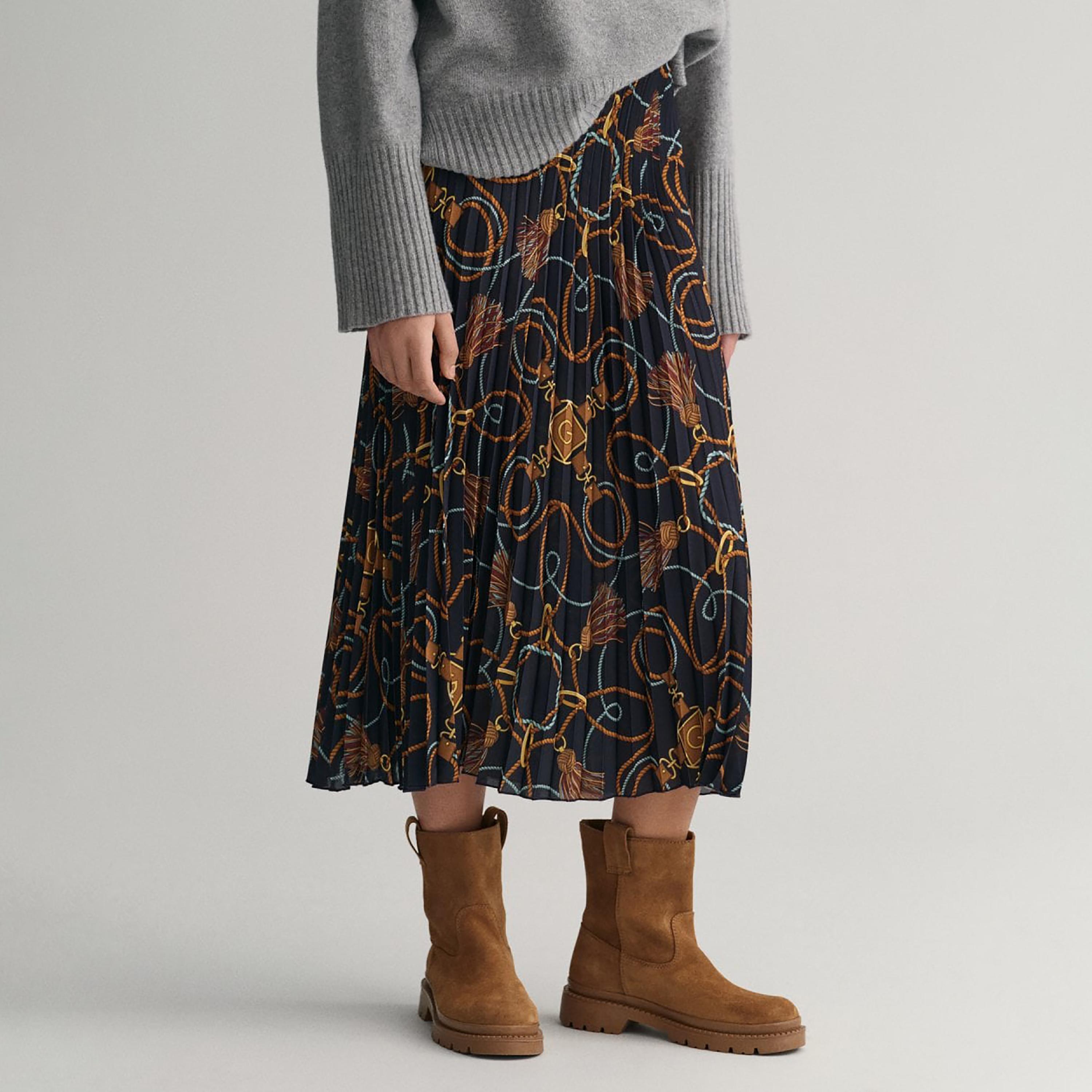 Gant Rope Print Mid-Rise Zip Closure Pleated Midi Skirt-women-clothing-bottoms-skirts-image-1