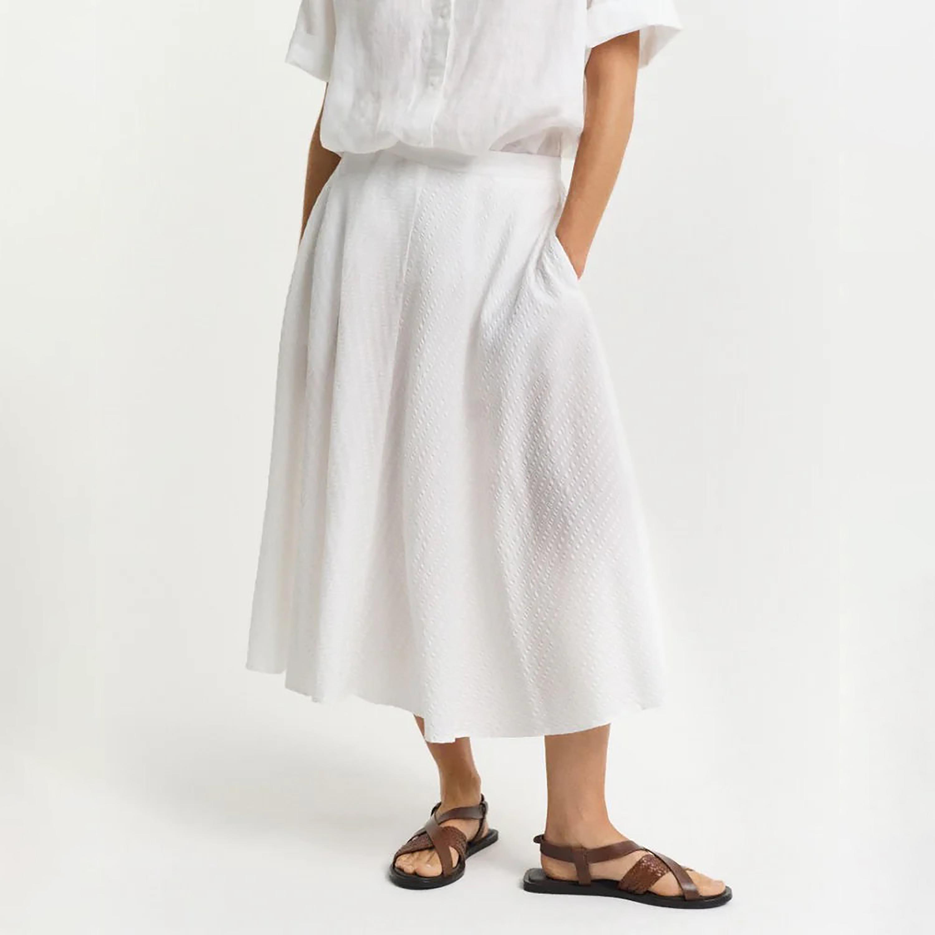 Gant Striped Seersucker Women's A-Line Midi Skirt-women-clothing-skirts-image-1
