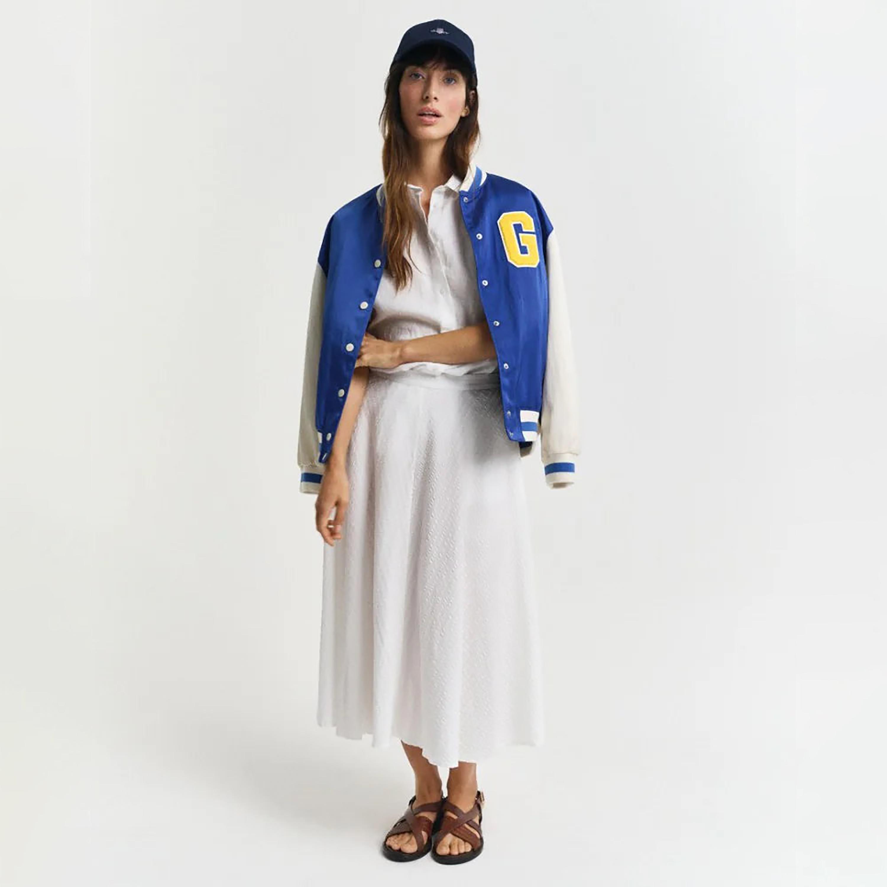 Gant Striped Seersucker Women's A-Line Midi Skirt-women-clothing-skirts-image-2