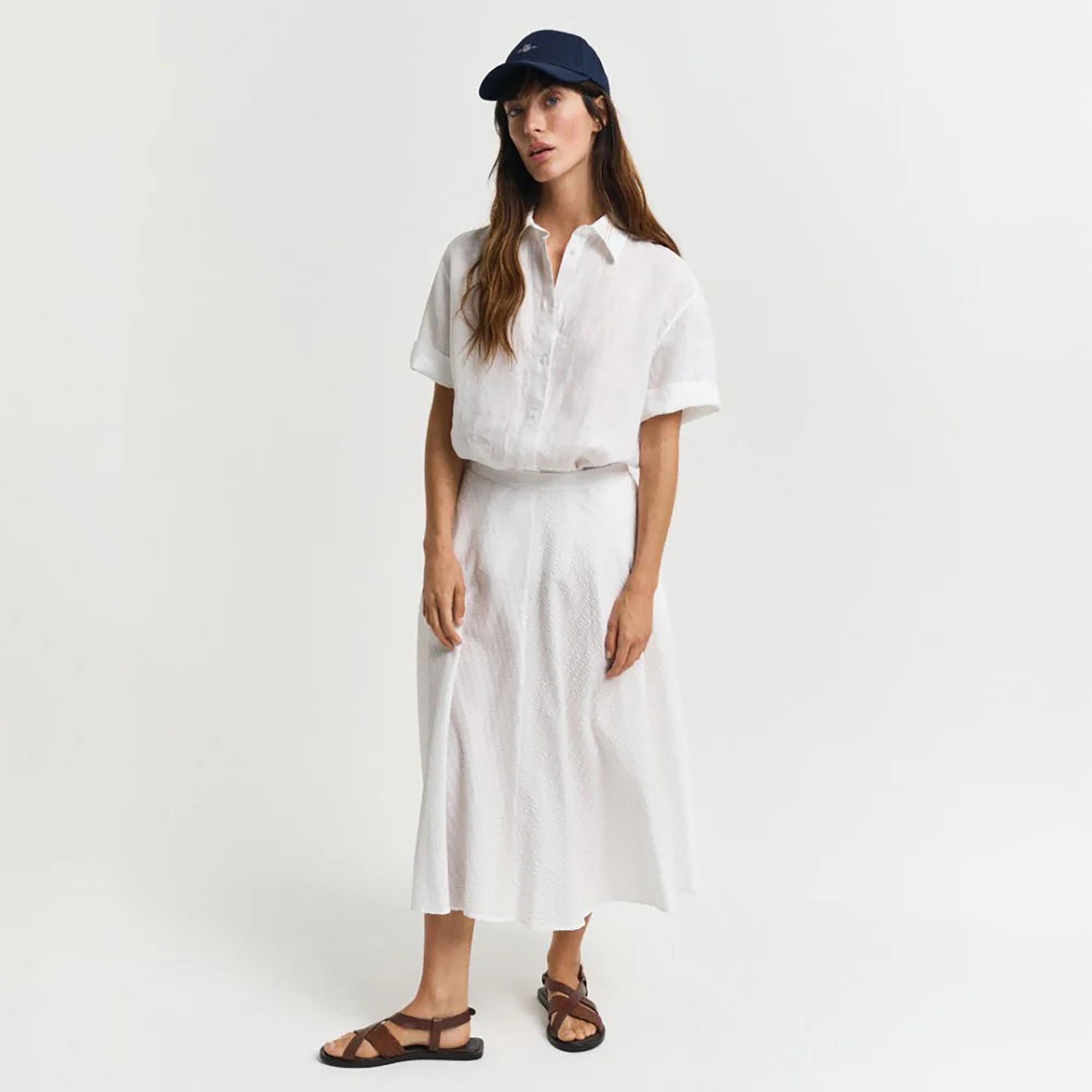 Gant Striped Seersucker Women's A-Line Midi Skirt-women-clothing-skirts-image-3