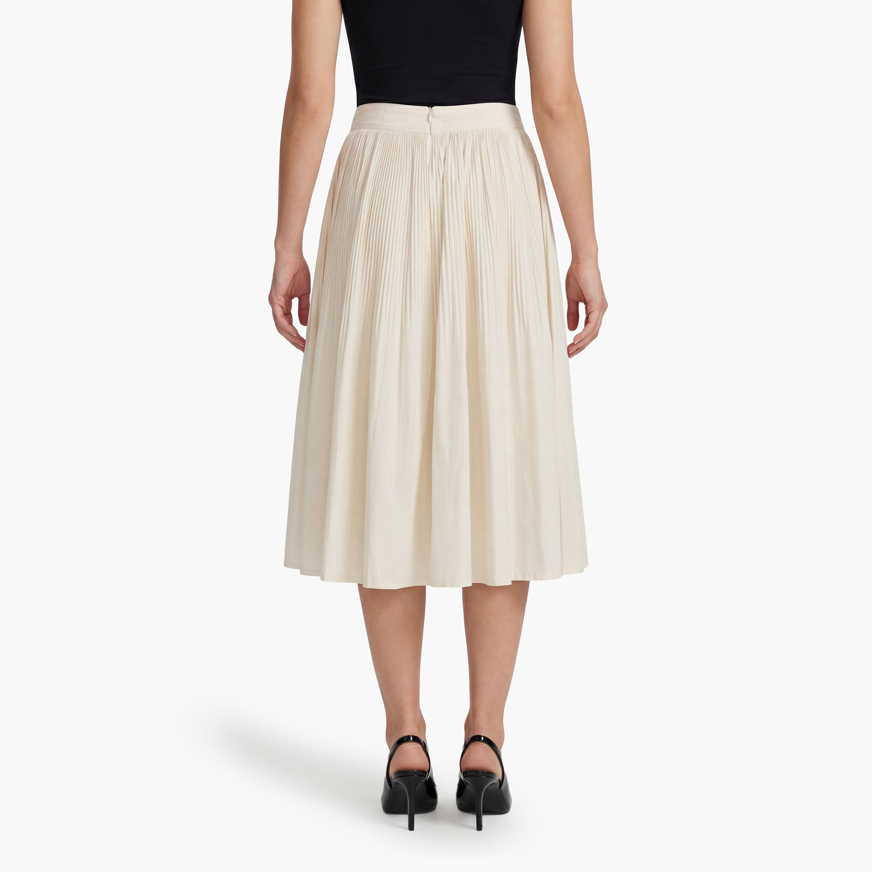 تنورة "ميدي" نسائية "إيه-لاين" بكسرات من جانت-women-clothing-bottoms-skirts-image-4