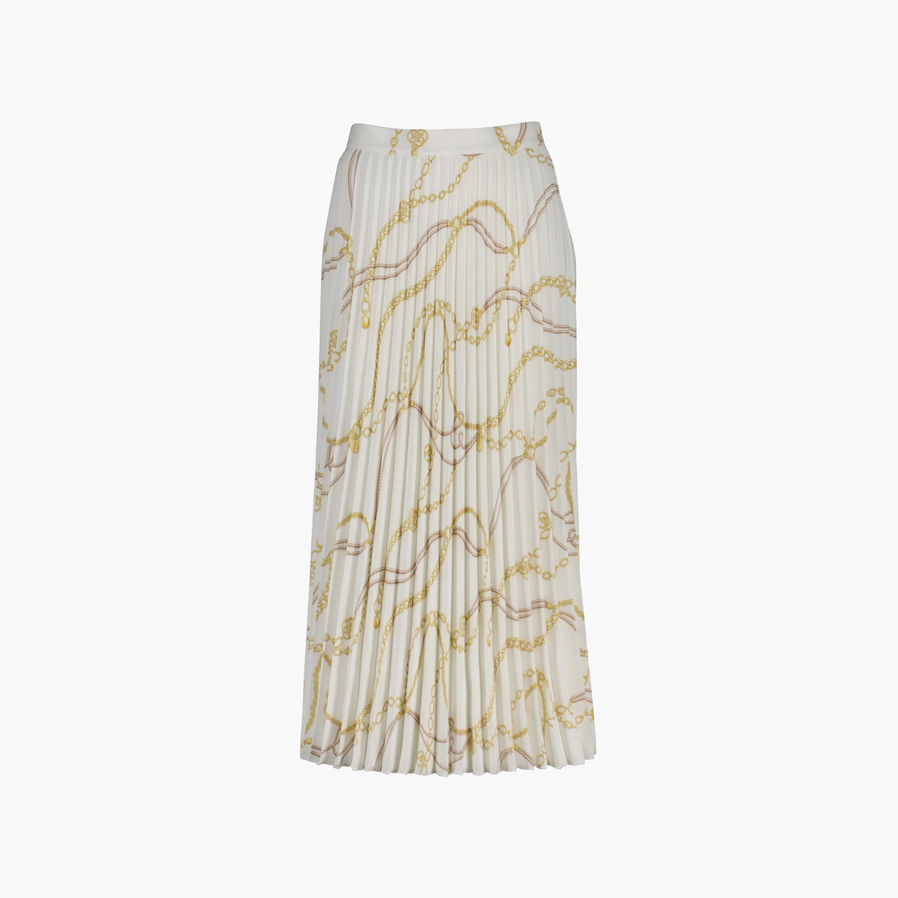 تنورة "ميدي" نسائية "بنسل" بكسرات وطبعة - أبيض من جانت-women-clothing-bottoms-skirts-image-5