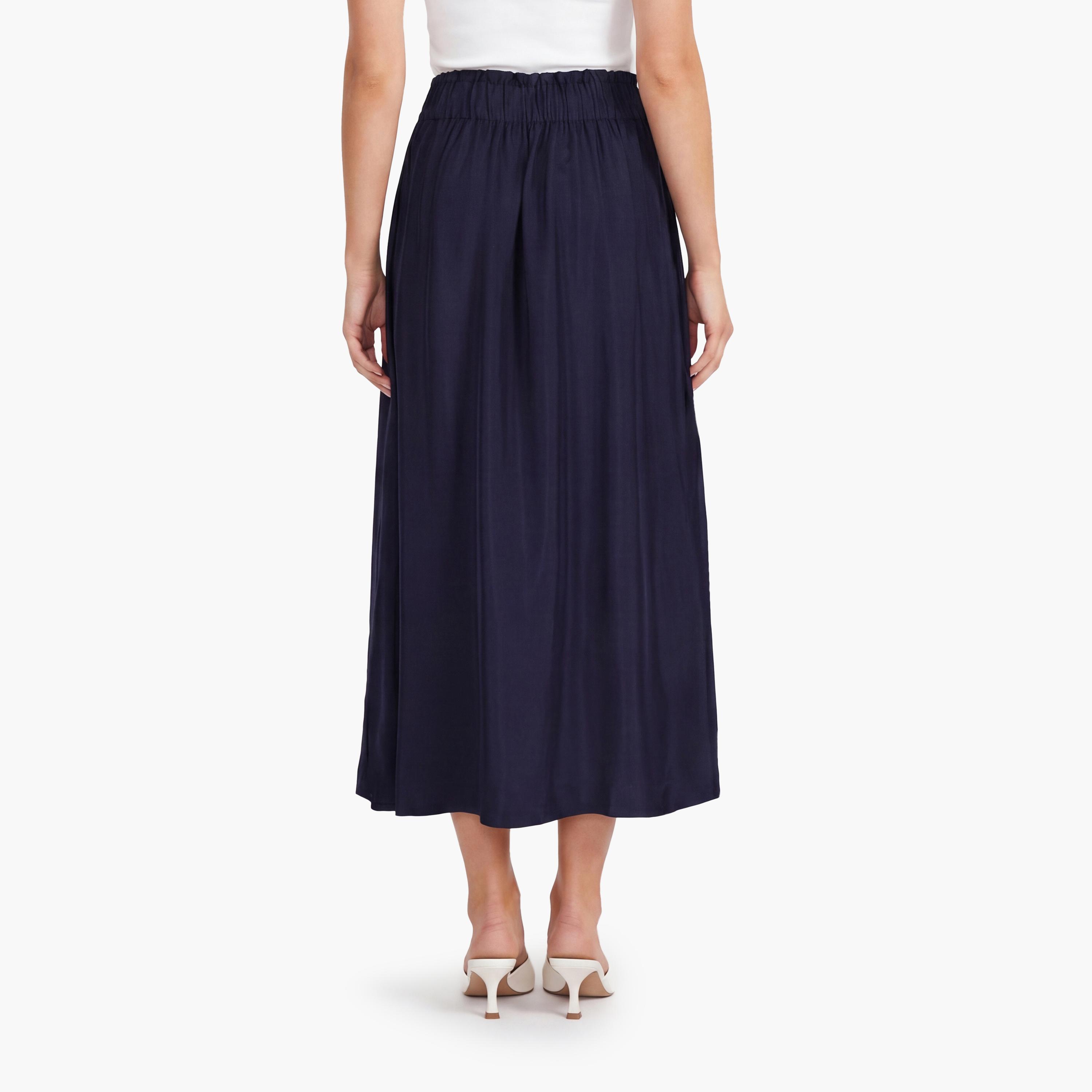 Gant Plain Women's A-Line Midi Skirt-women-clothing-bottoms-skirts-image-4