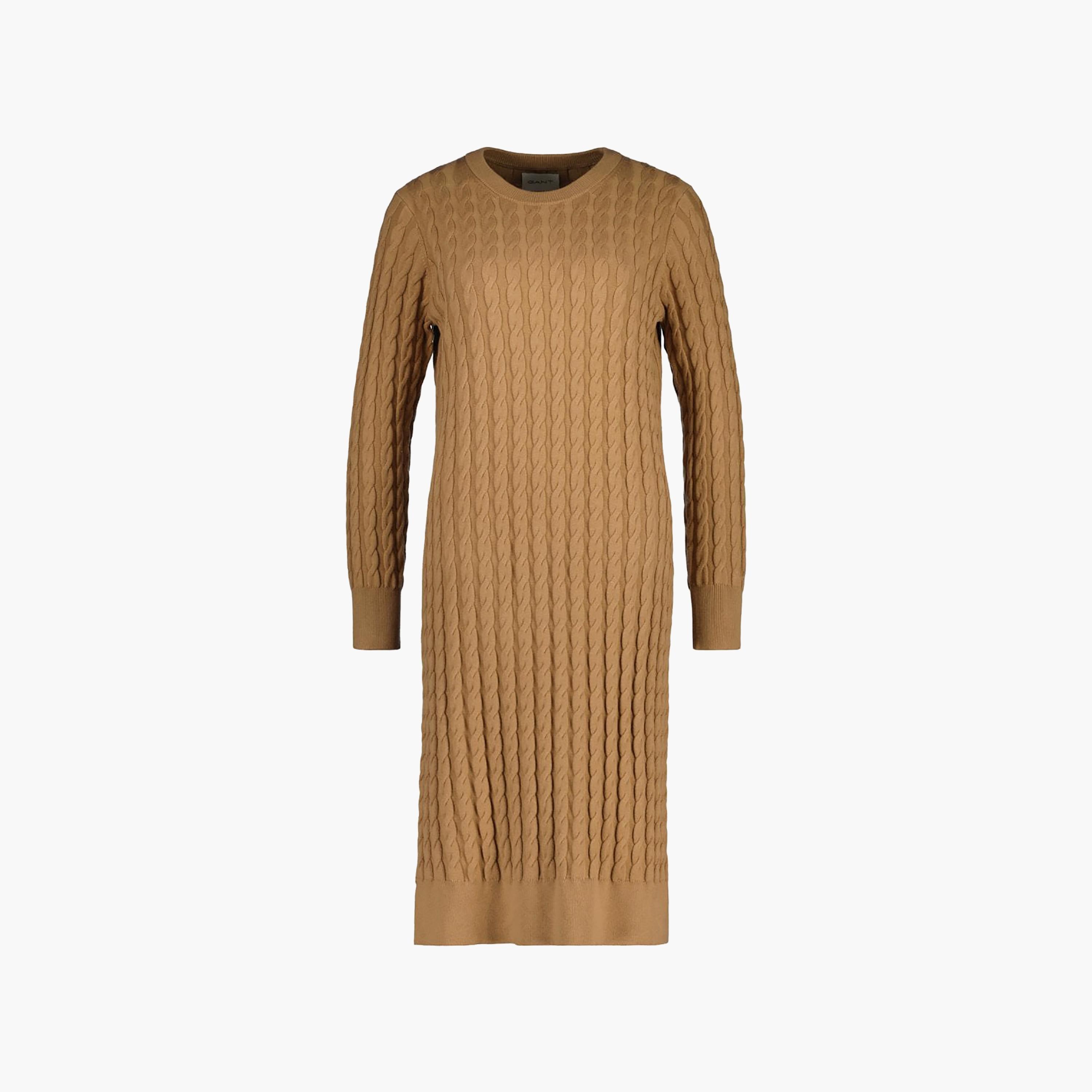 Gant Braided Knitted Crew Neck T-Shirt Midi Dress-women-clothing-dresses-image-1