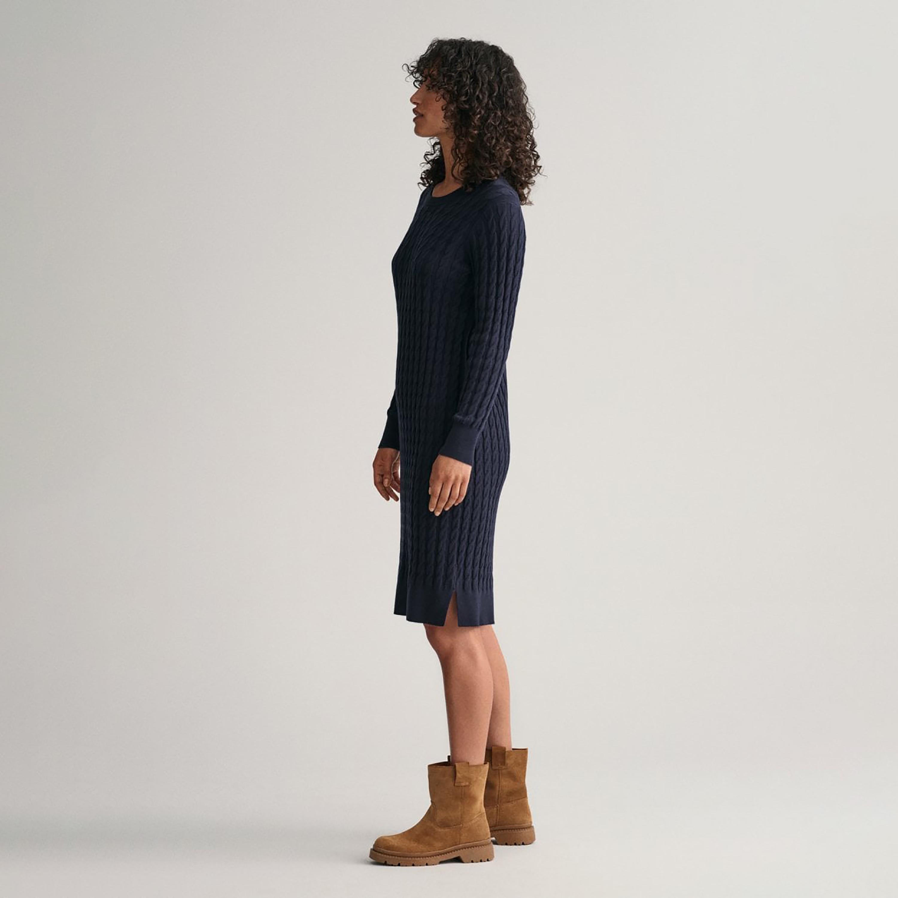 فستان متوسط الطول منسوج ومضفر بياقة دائرية من جانت-women-clothing-dresses-image-5