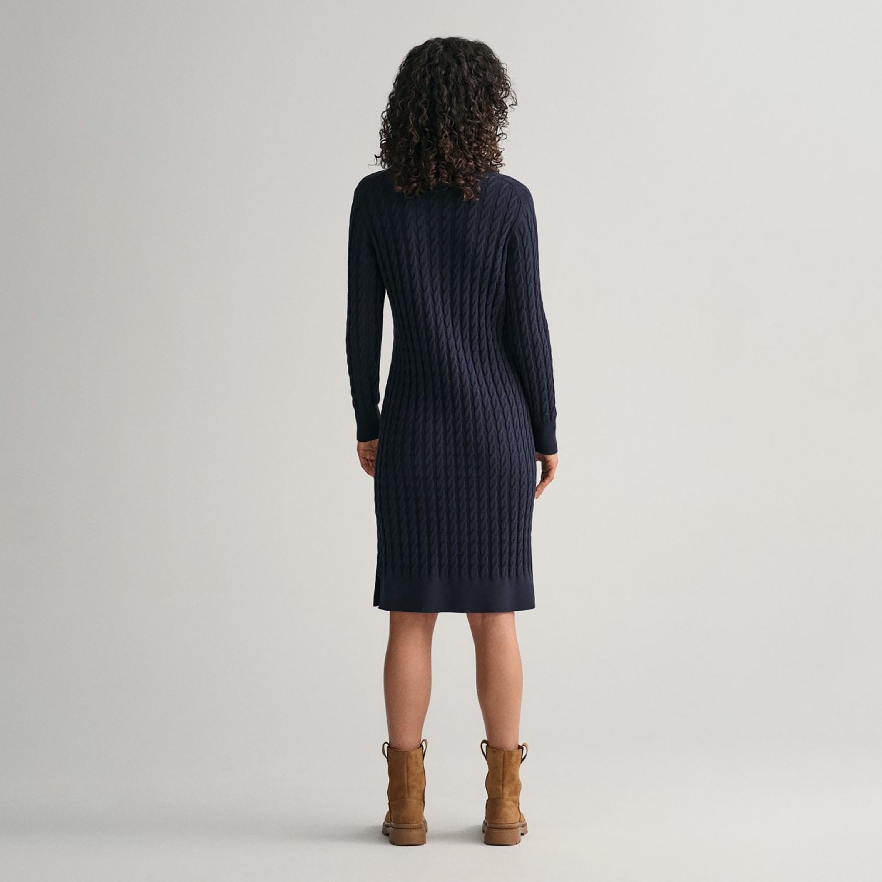 فستان متوسط الطول منسوج ومضفر بياقة دائرية من جانت-women-clothing-dresses-image-6