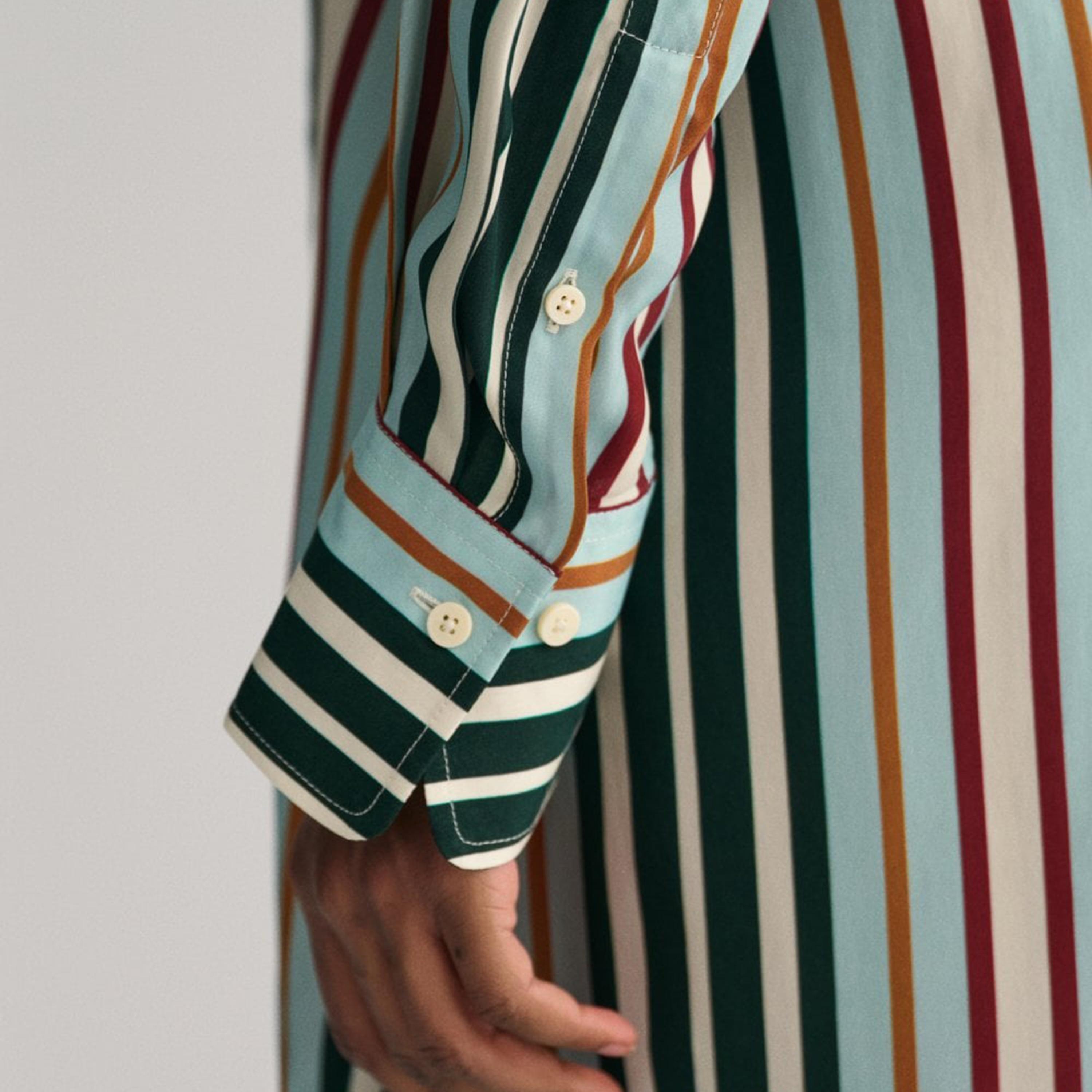 Gant Blue Striped Collared Long Sleeves Shirt Midi Women Dress-women-clothing-dresses-image-3