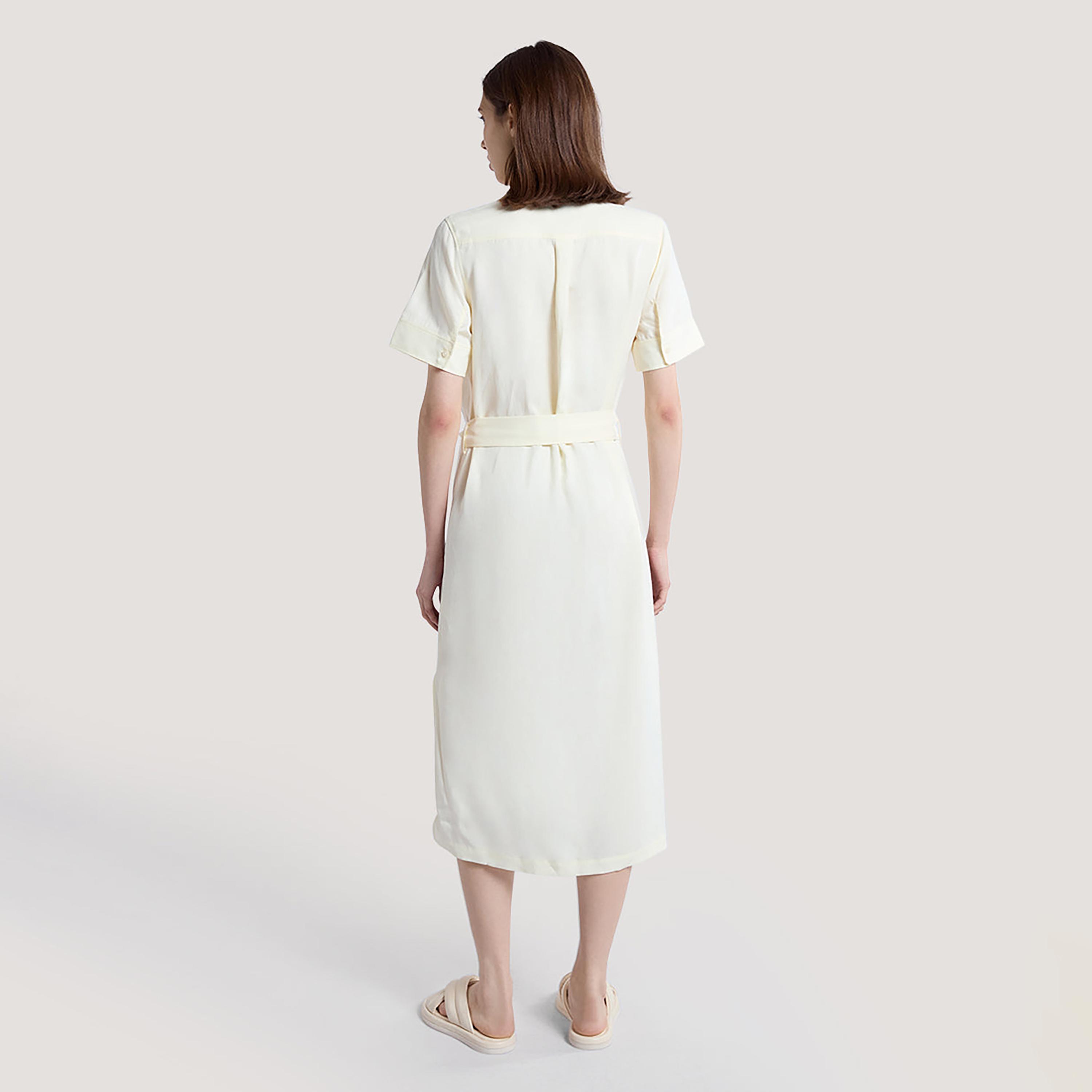Gant Cream Resort Collar Women's Midi Shirt Dress-women-clothing-dresses-image-4
