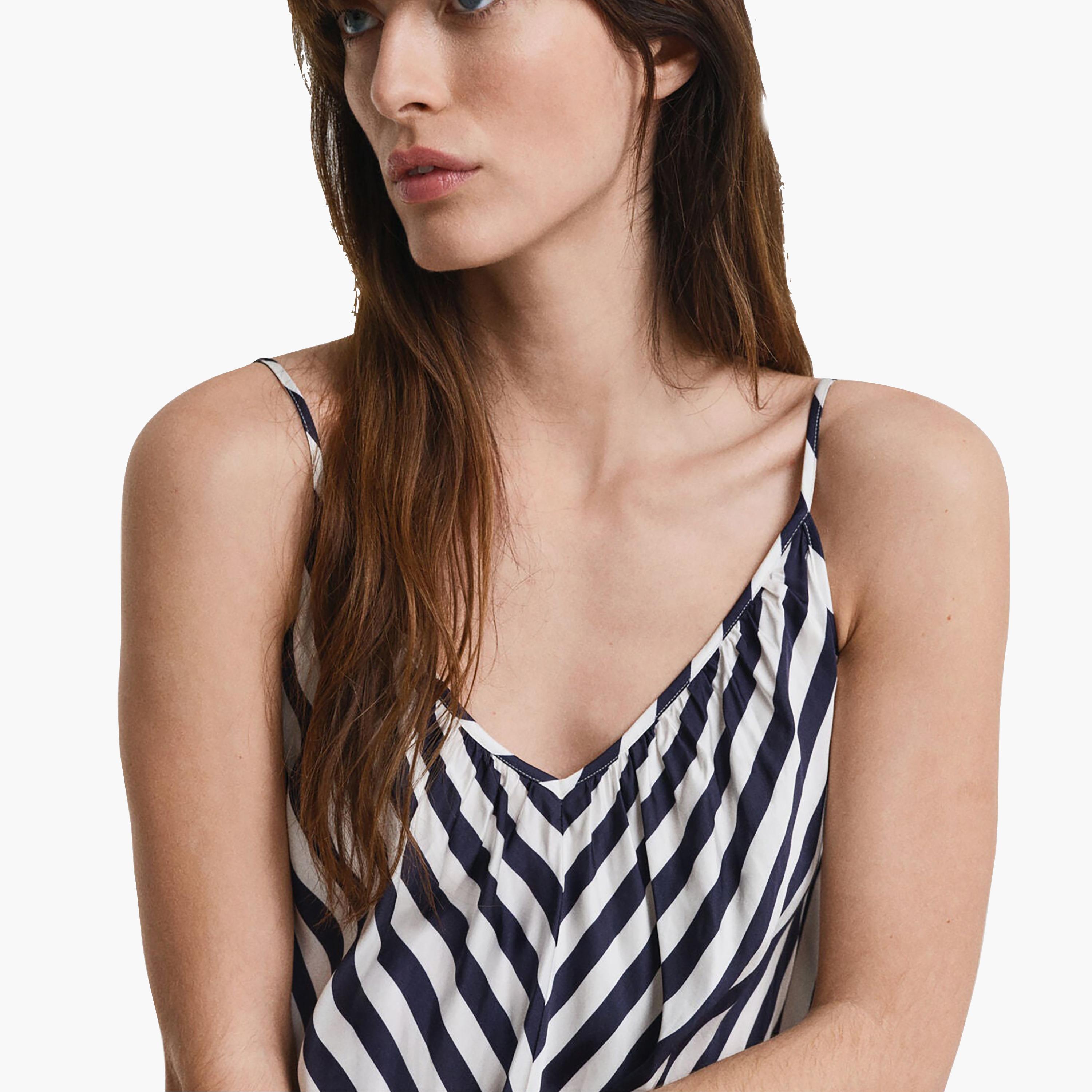 فستان ماكسي طبقات حريمي بحمالات كتف مخططة باللون الأزرق من جانت-women-clothing-dresses-image-3