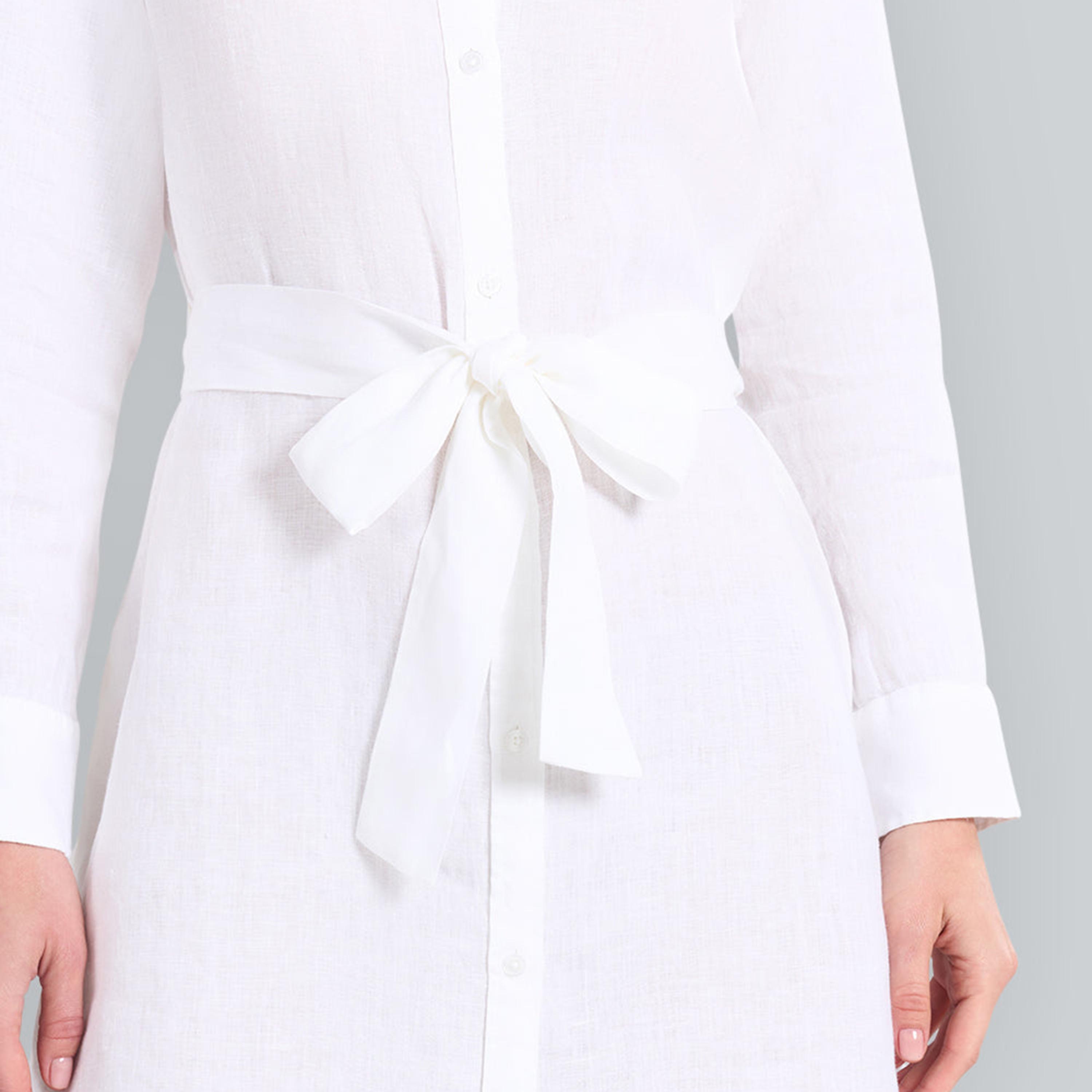 Gant White Point Collar Women's Linen Mini Shirt Dress-women-clothing-dresses-image-3