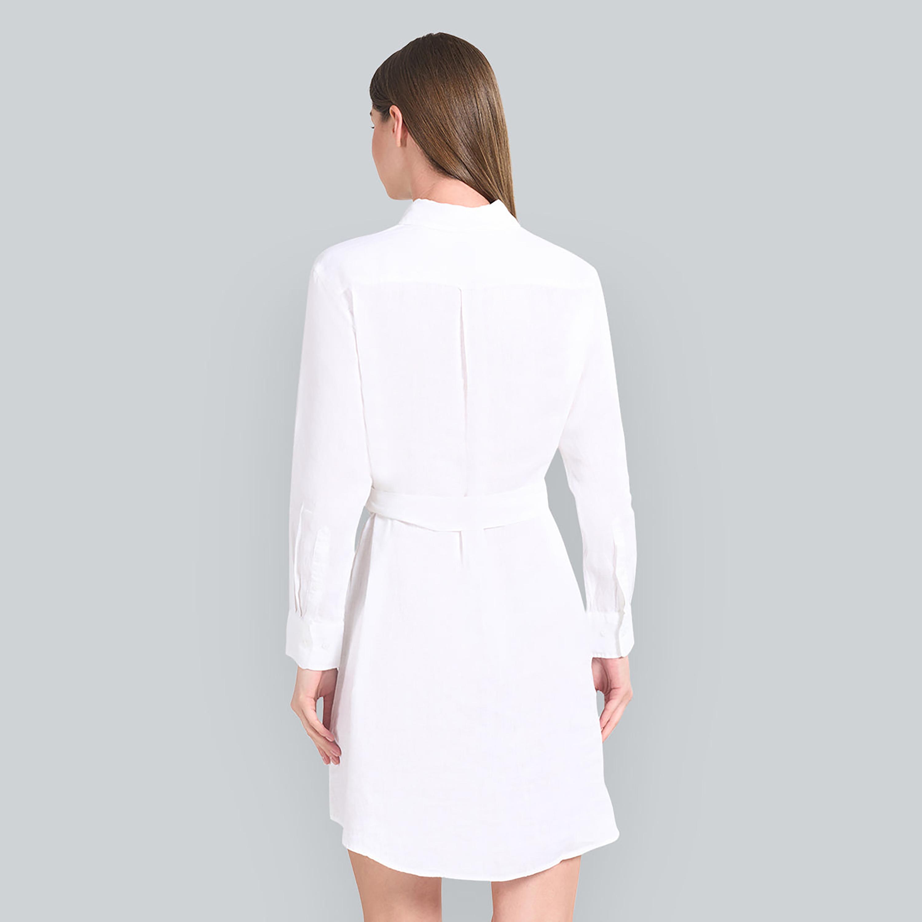 Gant White Point Collar Women's Linen Mini Shirt Dress-women-clothing-dresses-image-4