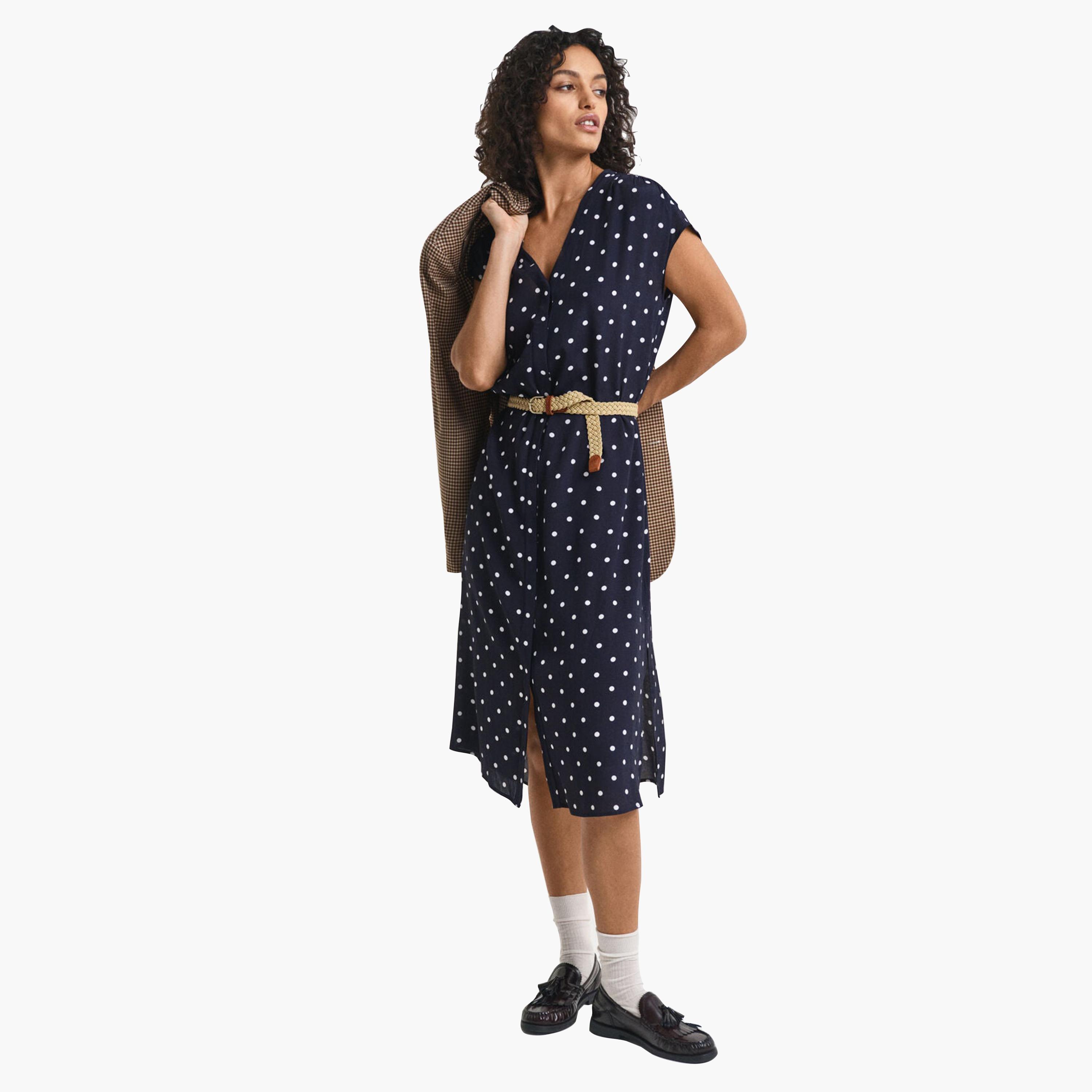 Gant Blue Polka Dot Women's Midi Dress-women-clothing-dresses-image-1