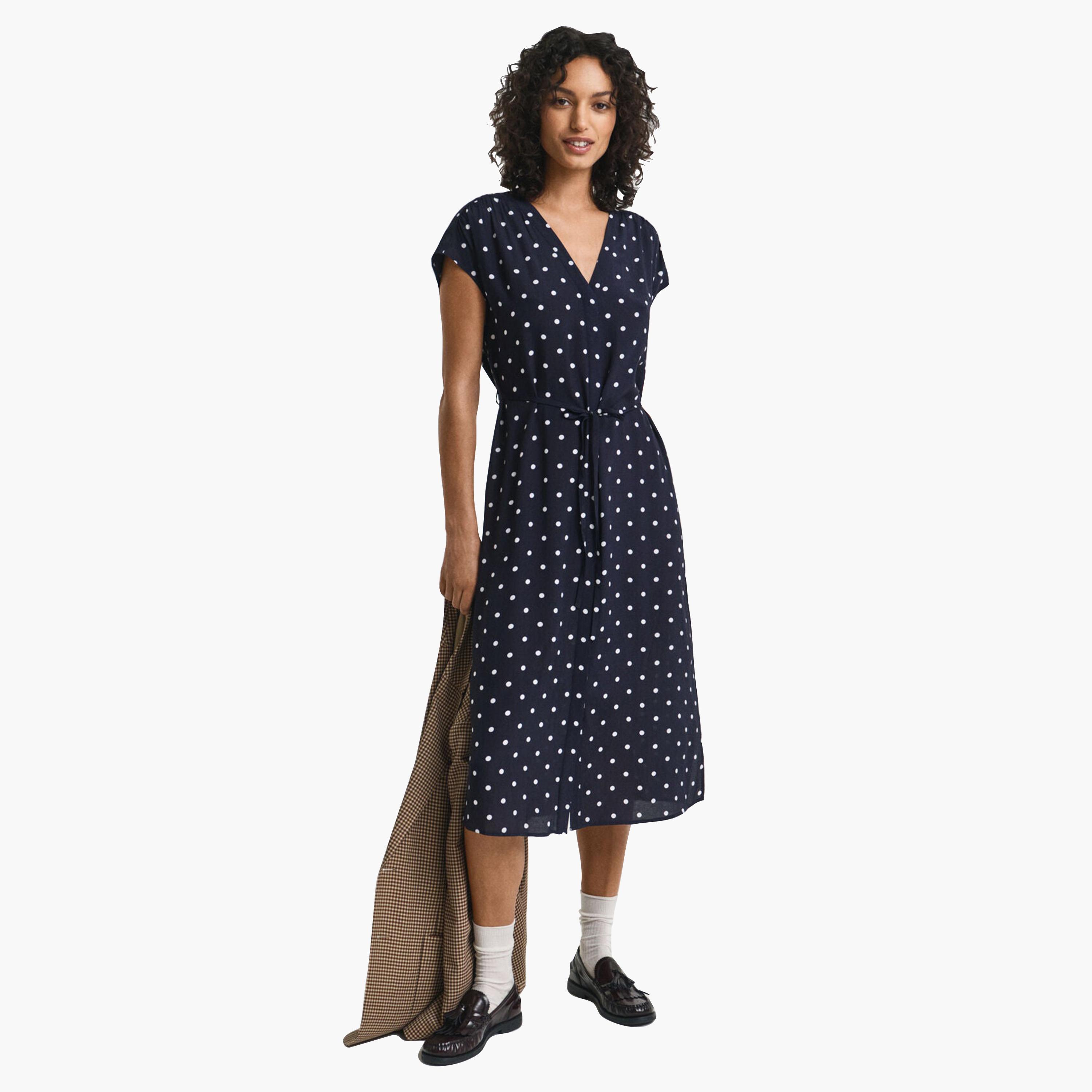 Gant Blue Polka Dot Women's Midi Dress-women-clothing-dresses-image-2