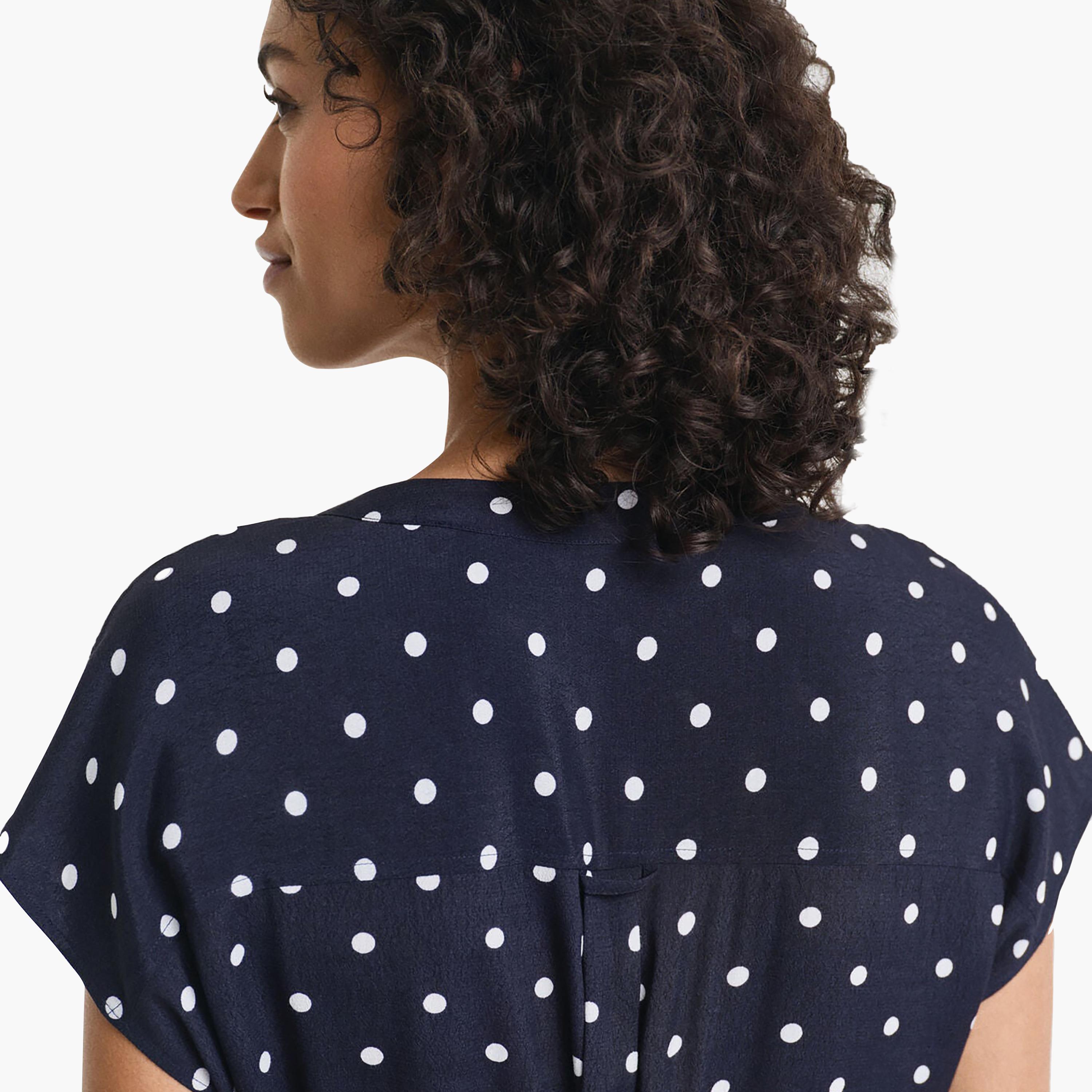فستان ميدي حريمي منقّط بالبولكا الأزرق من جانت-women-clothing-dresses-image-5