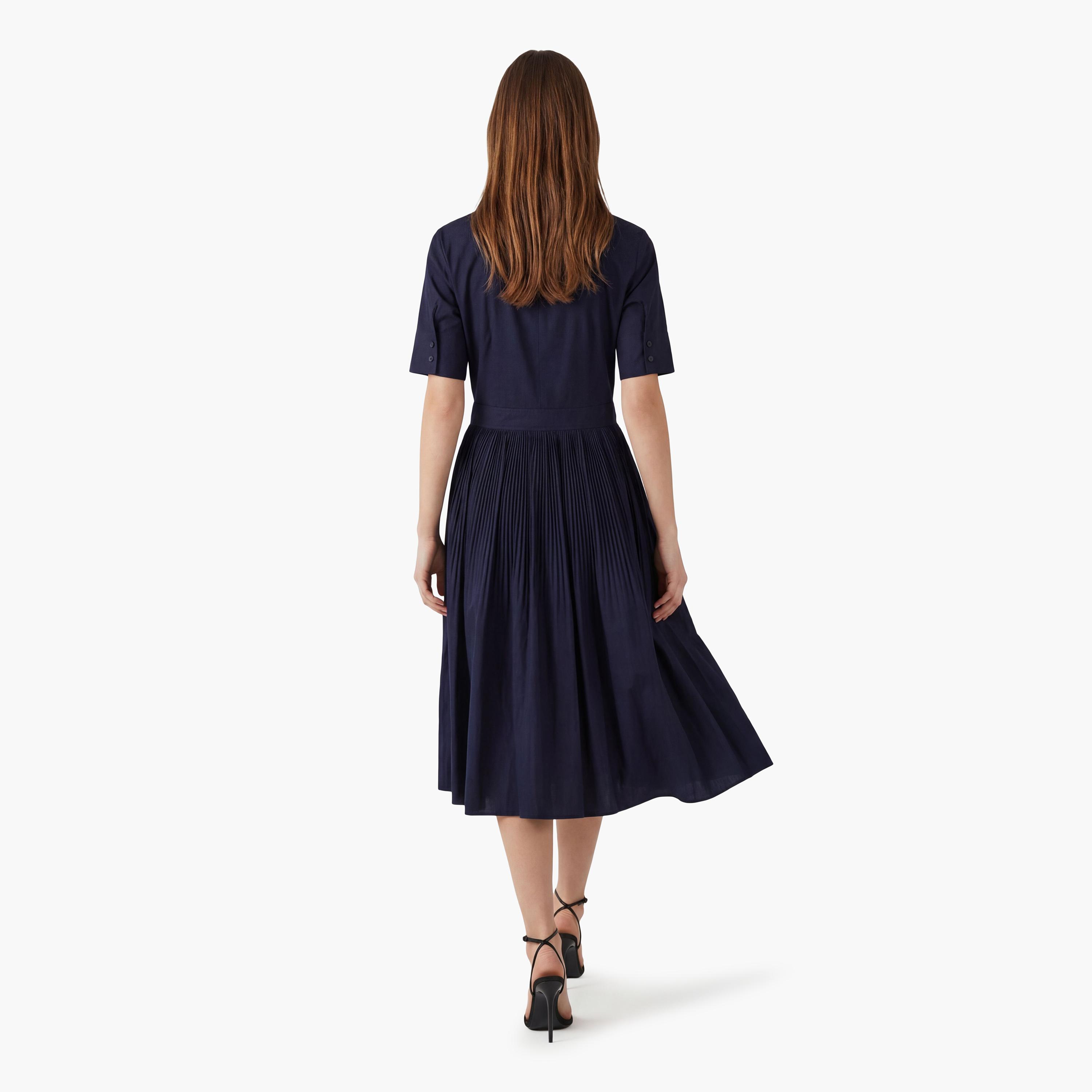 فستان قميص "ميدي" نسائي قطن بياقة وكسرات من جانت-women-clothing-dresses-image-8