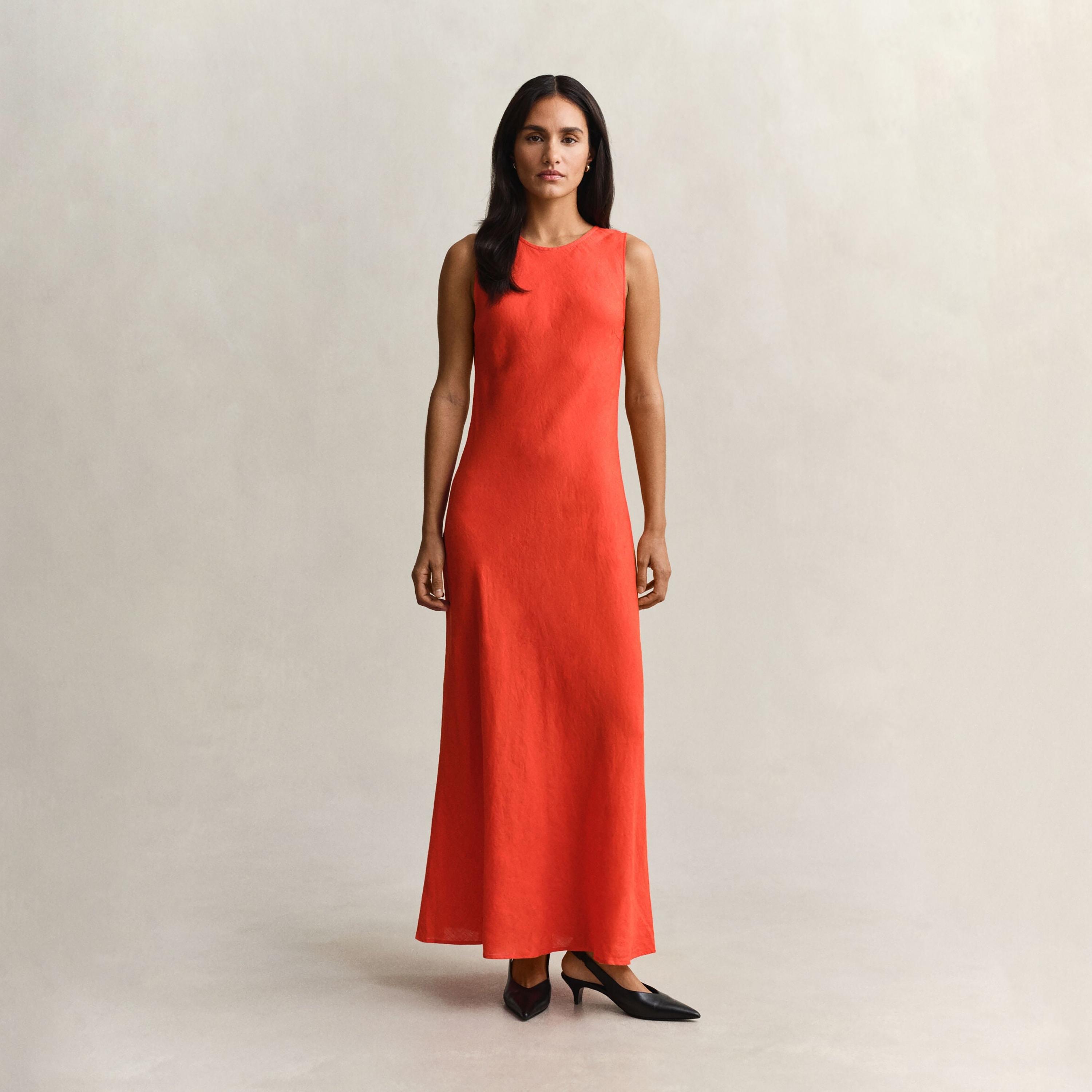 Gant Red Bias Cut Linen Women's Maxi Dress-women-clothing-dresses-image-1