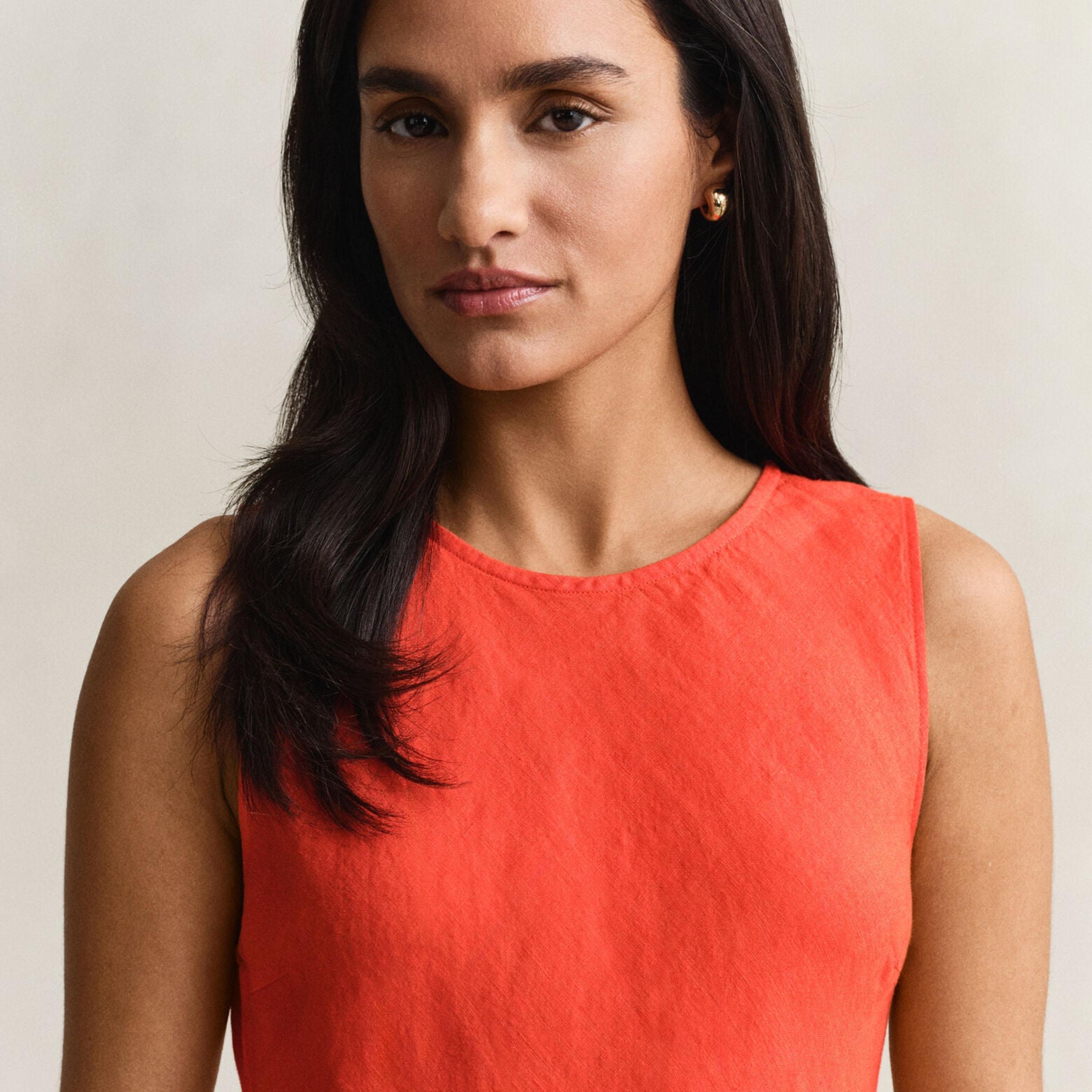 Gant Red Bias Cut Linen Women's Maxi Dress-women-clothing-dresses-image-2