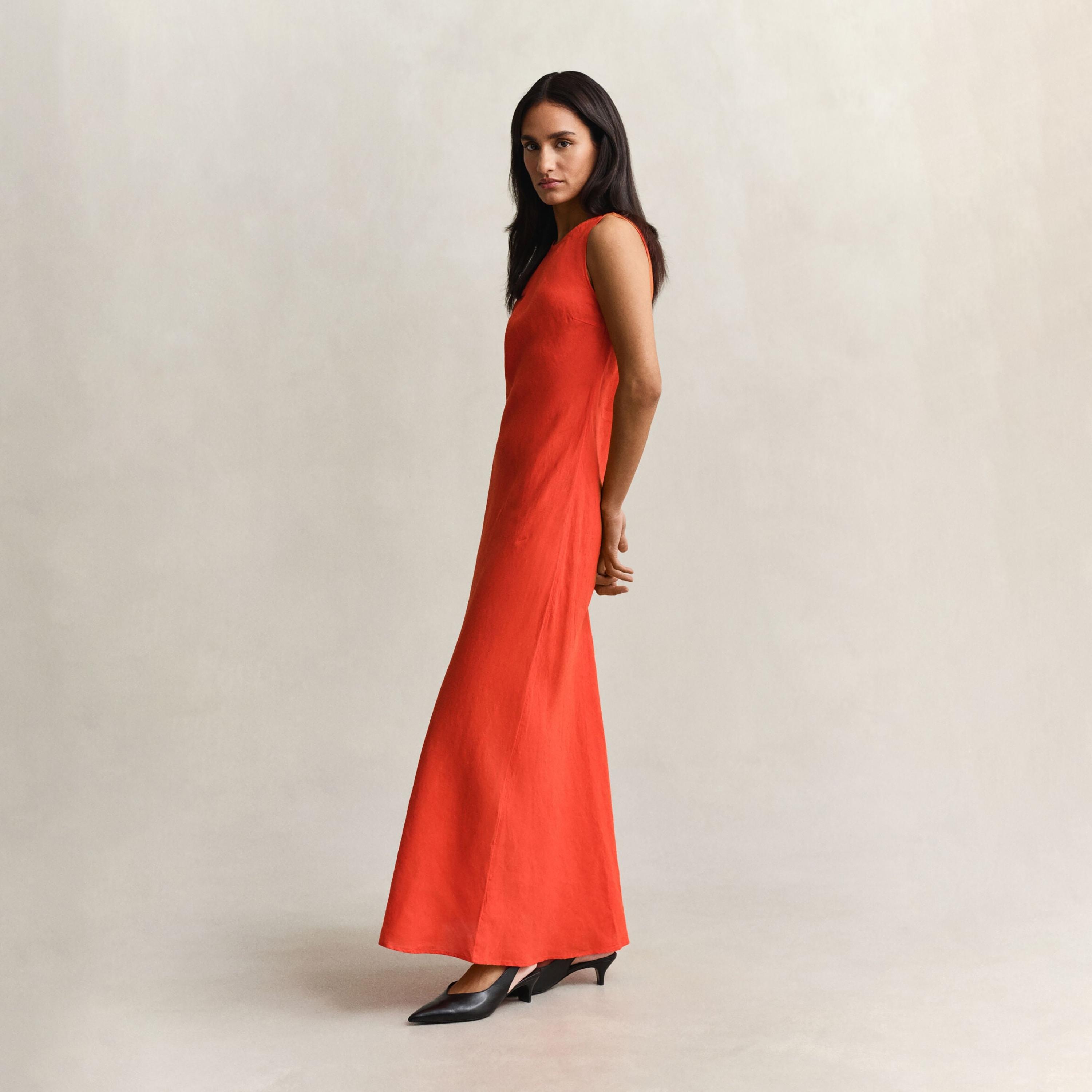 Gant Red Bias Cut Linen Women's Maxi Dress-women-clothing-dresses-image-3