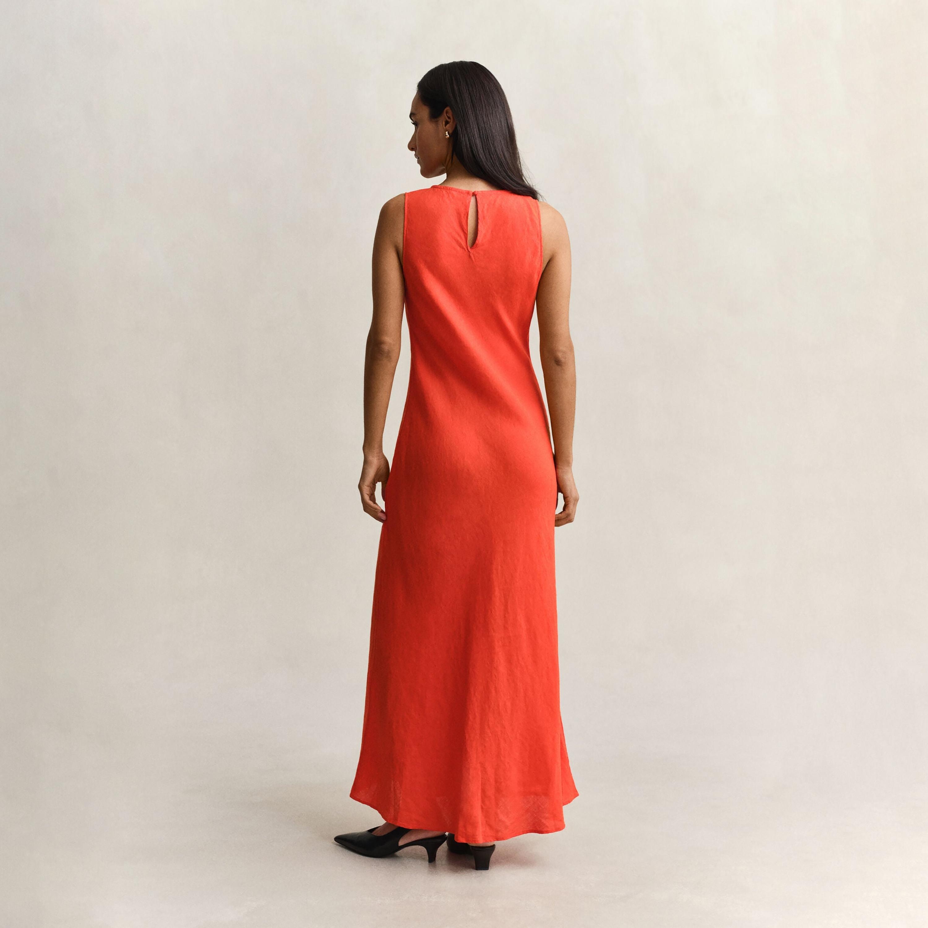 Gant Red Bias Cut Linen Women's Maxi Dress-women-clothing-dresses-image-4