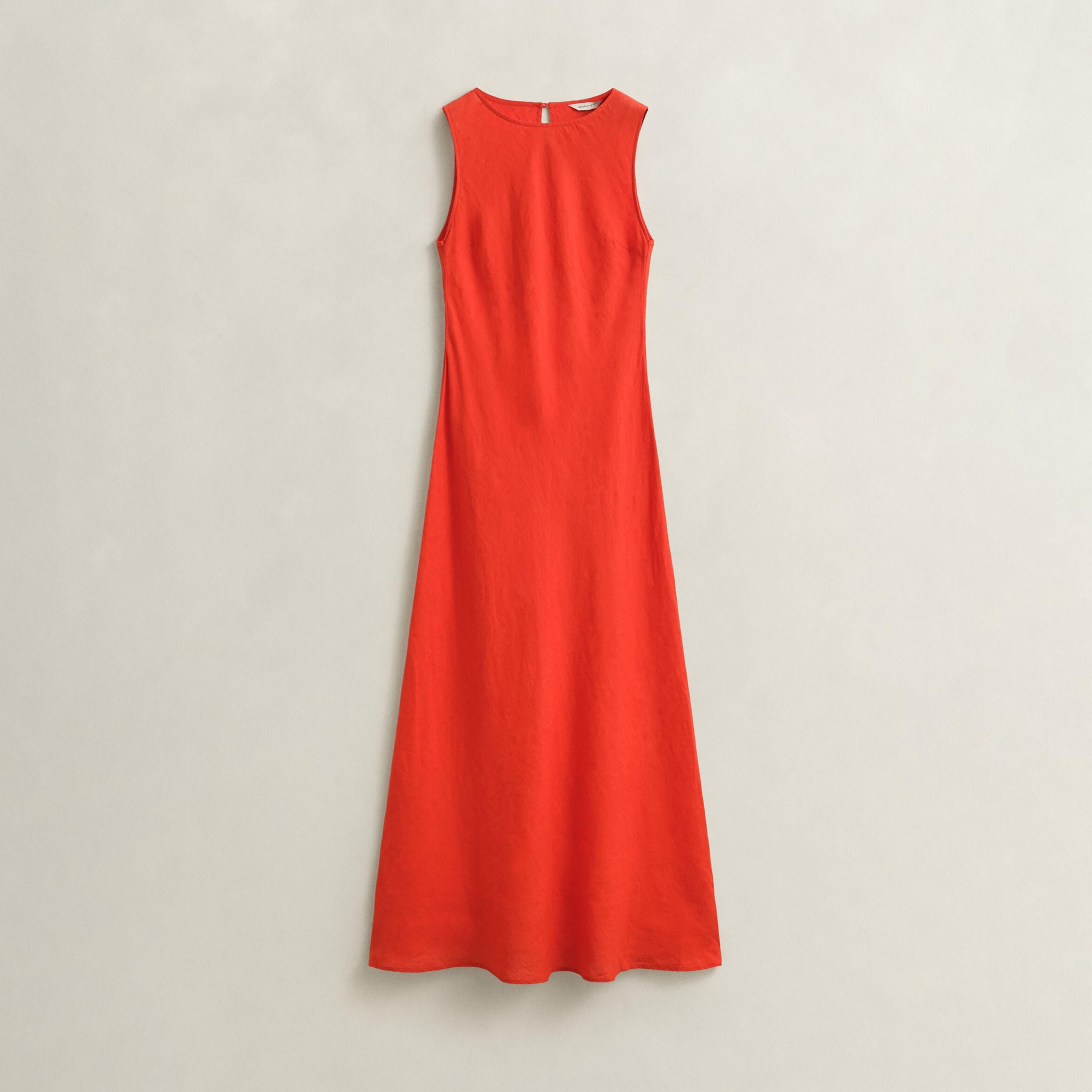 Gant Red Bias Cut Linen Women's Maxi Dress-women-clothing-dresses-image-5