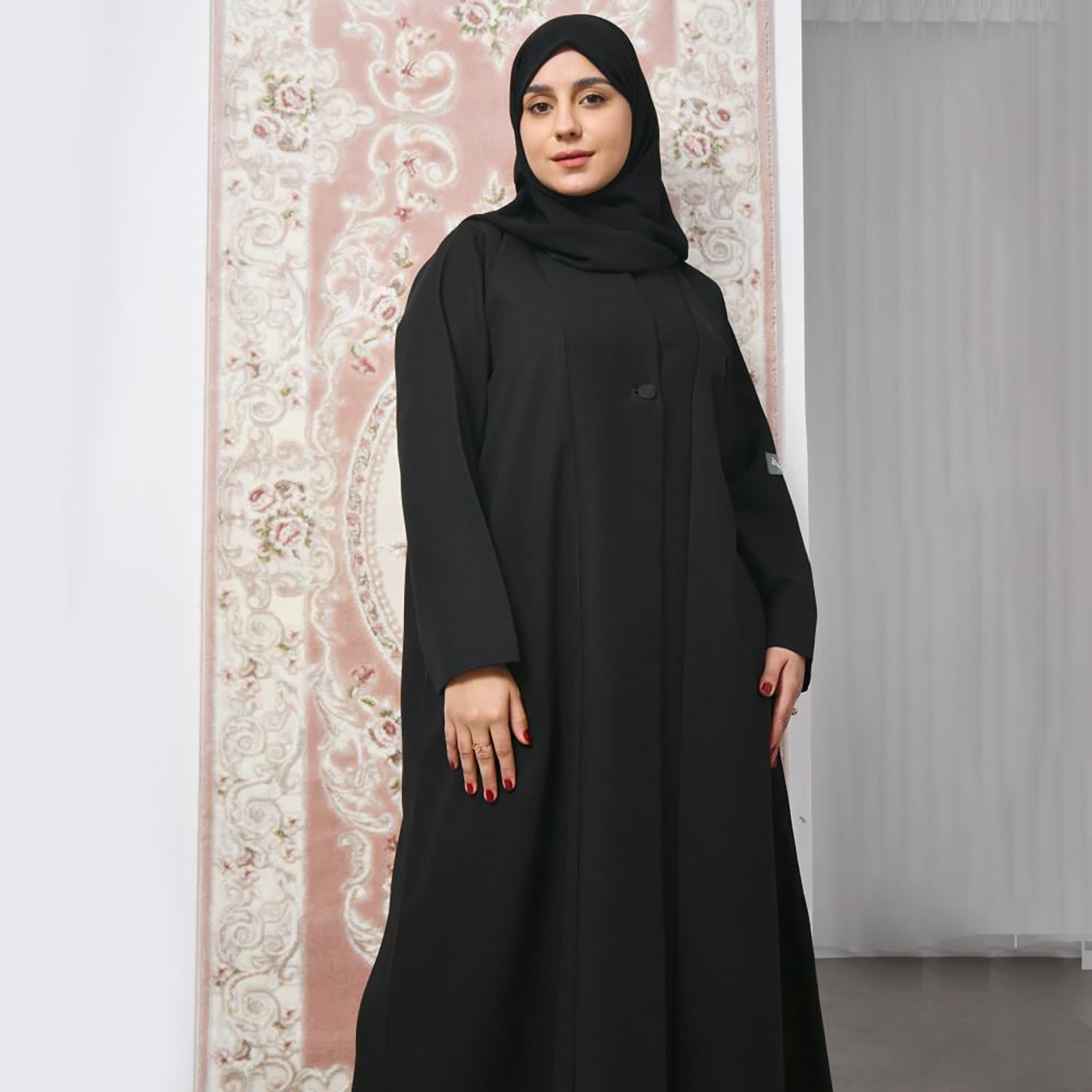 Lamha Black Crepe Women's Abaya with Hijab-women-arabicclothing-abayas-image-4