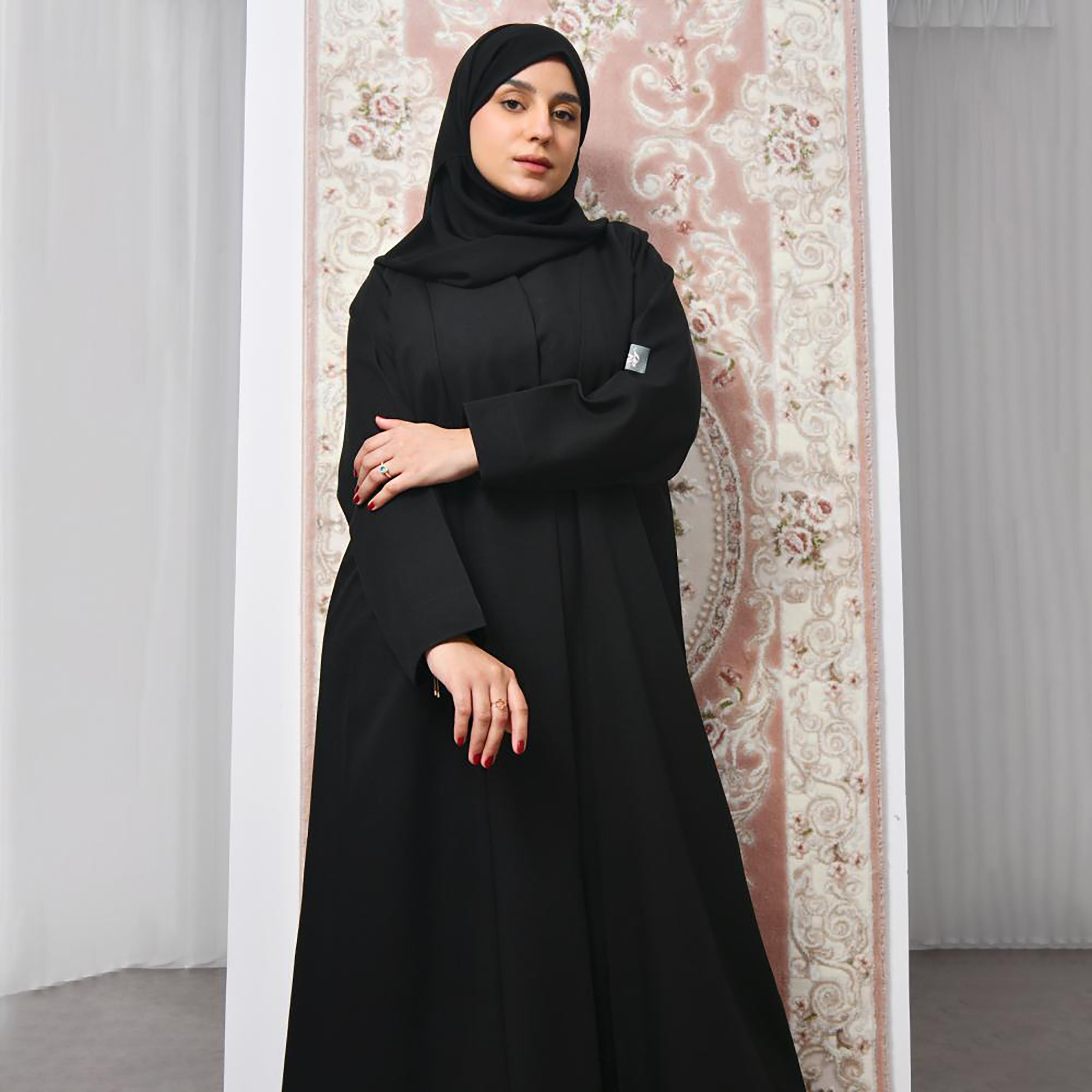 Lamha Black Crepe Women's Abaya with Hijab-women-arabicclothing-abayas-image-5