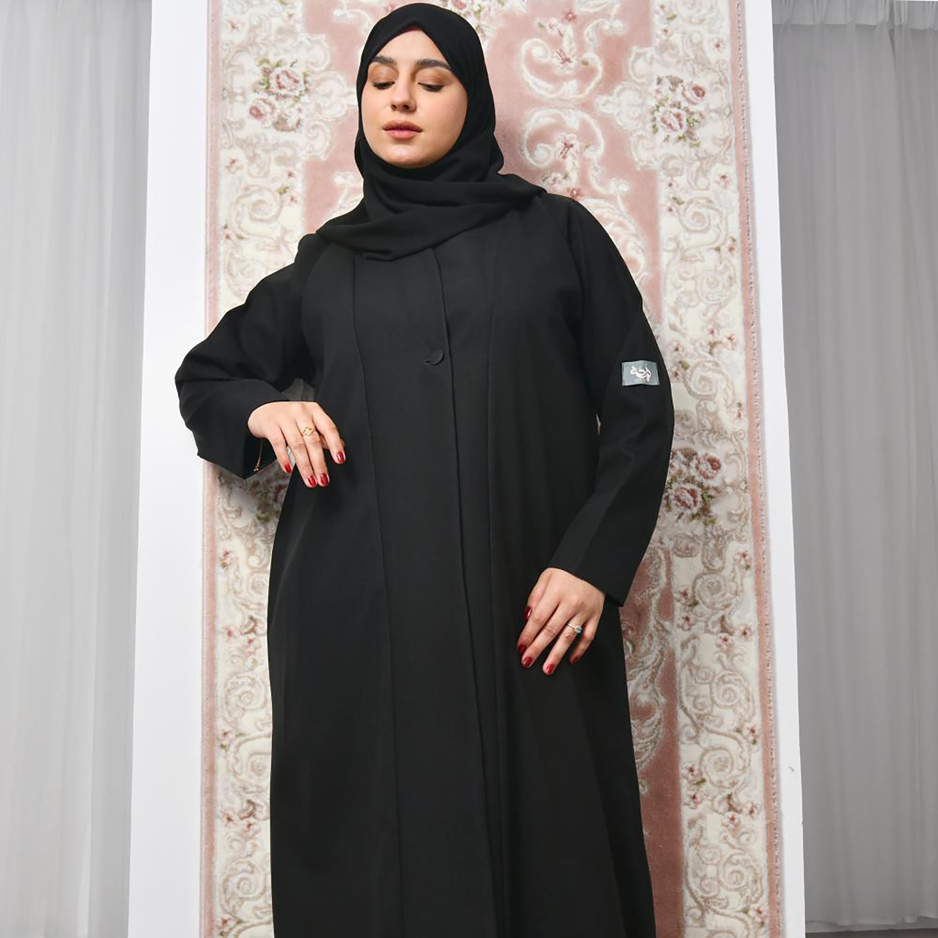 Lamha Black Crepe Women's Abaya with Hijab-women-arabicclothing-abayas-image-6