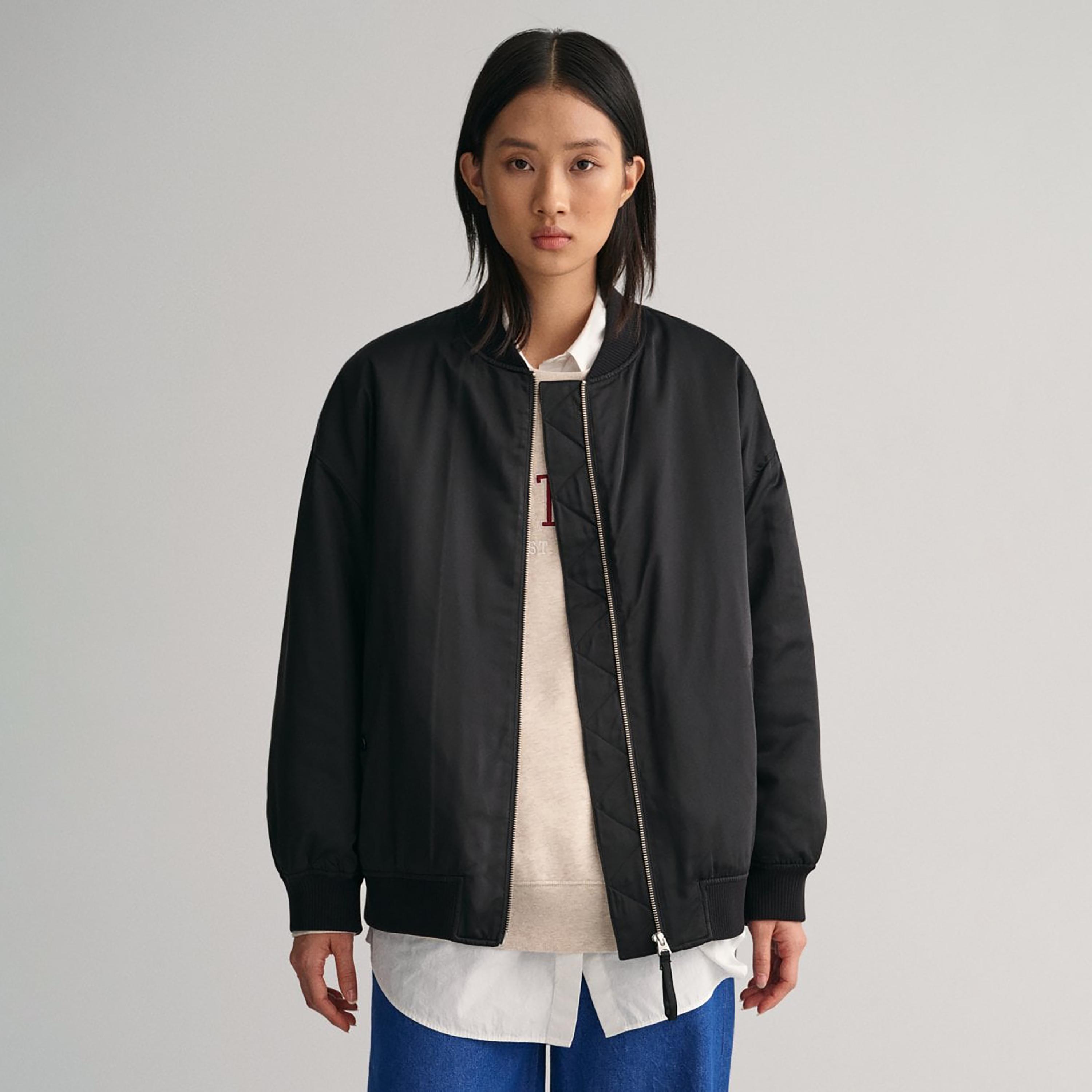 Gant Plain Stand Collar Bomber Jacket-women-winterwear-coatsandjackets-jackets-image-1