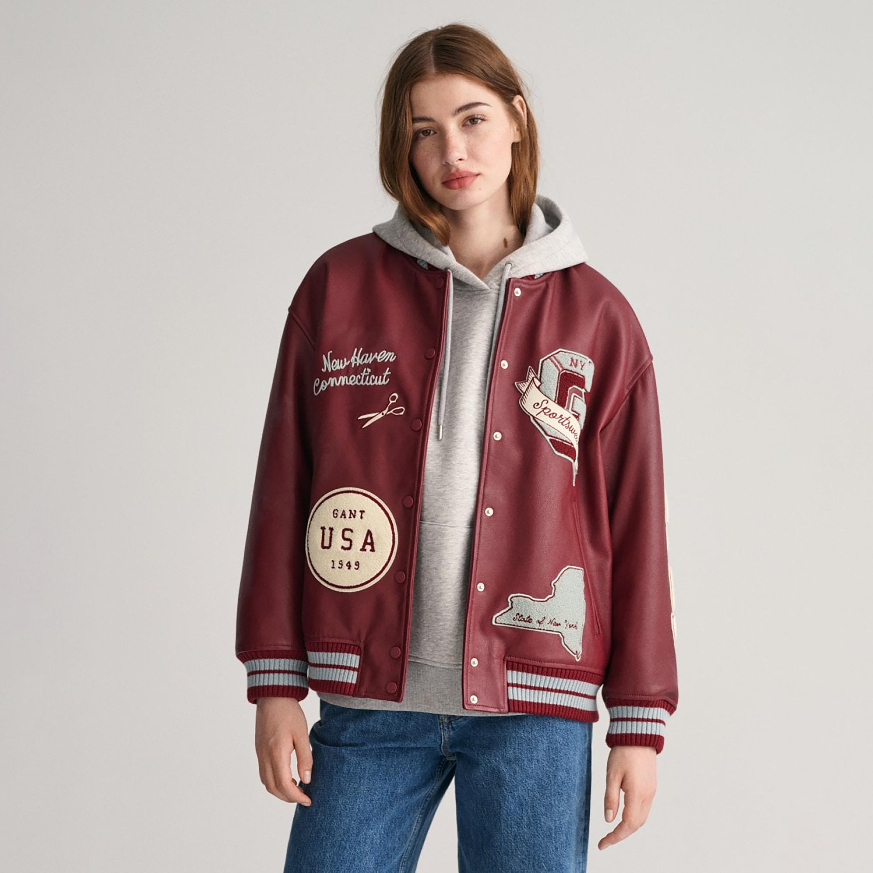 Buy Women s Gant Applique Collared Varsity Jacket Online Centrepoint UAE