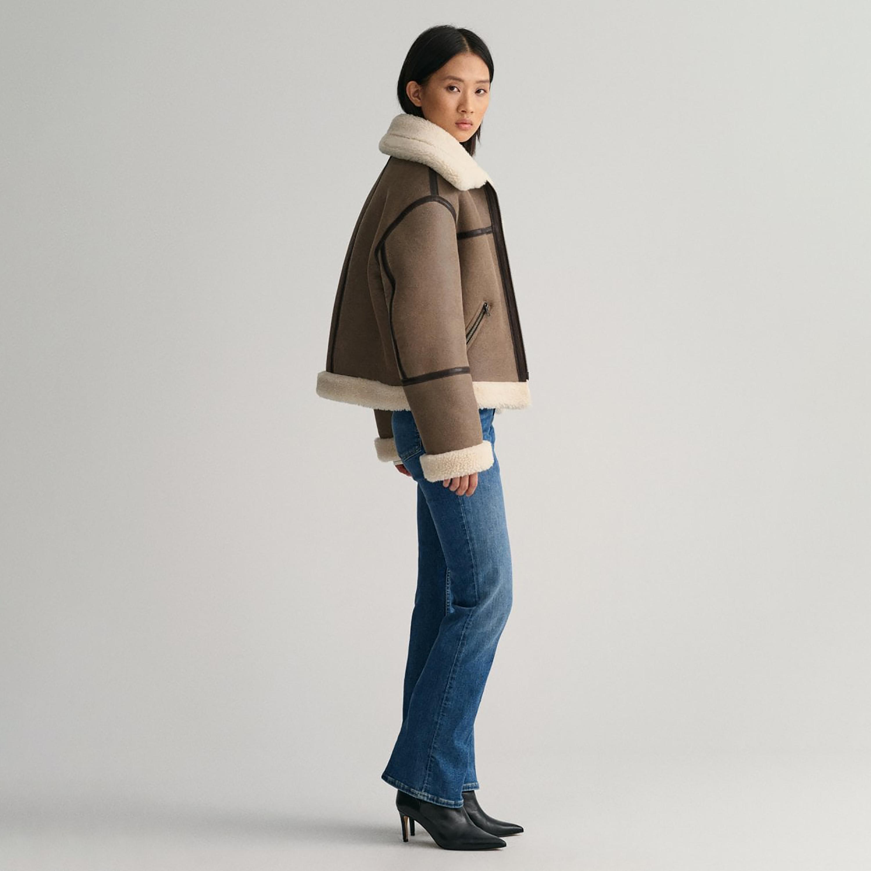 Gant Fur Detail Collared Shearling Jacket-women-winterwear-coatsandjackets-jackets-image-2