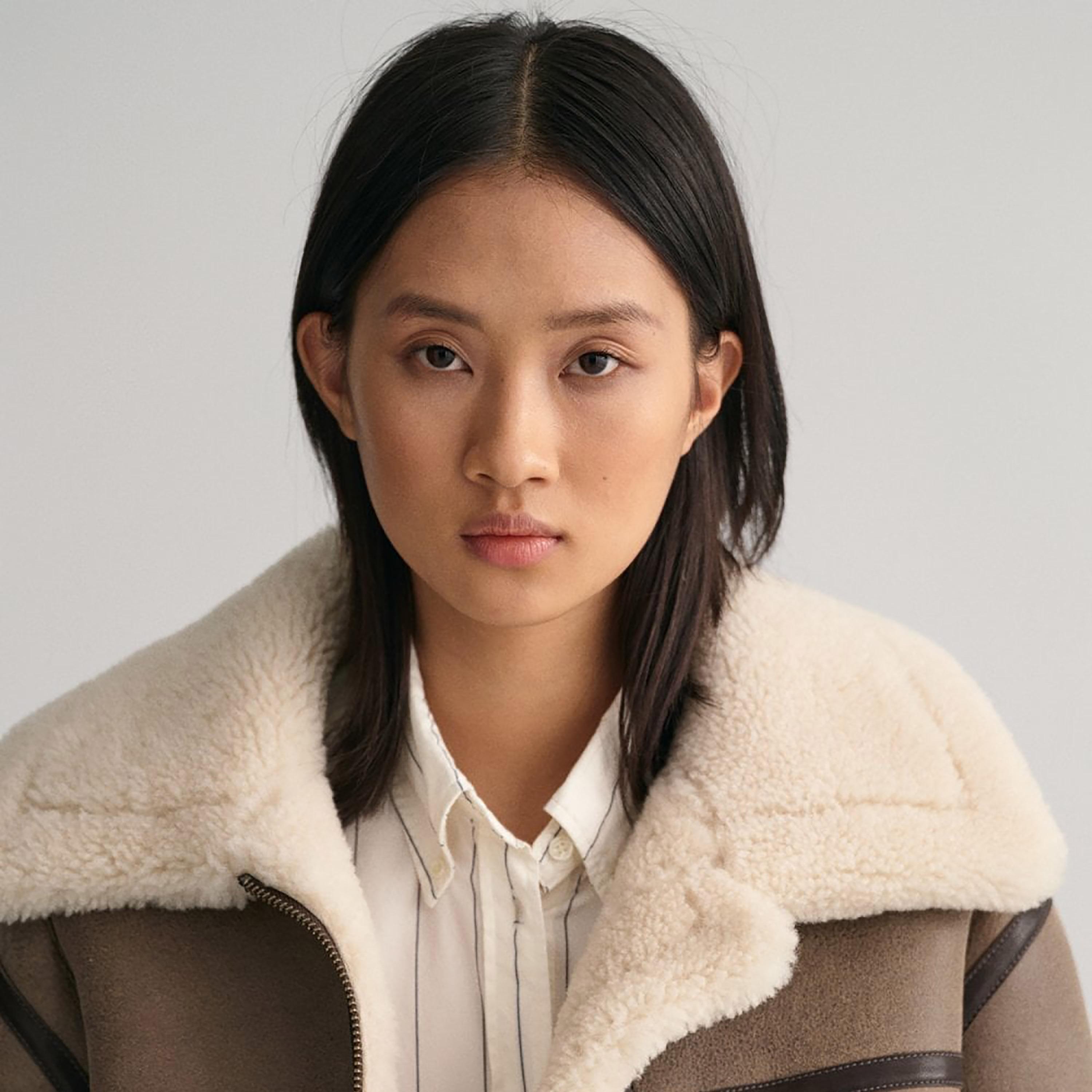 Gant Fur Detail Collared Shearling Jacket-women-winterwear-coatsandjackets-jackets-image-3