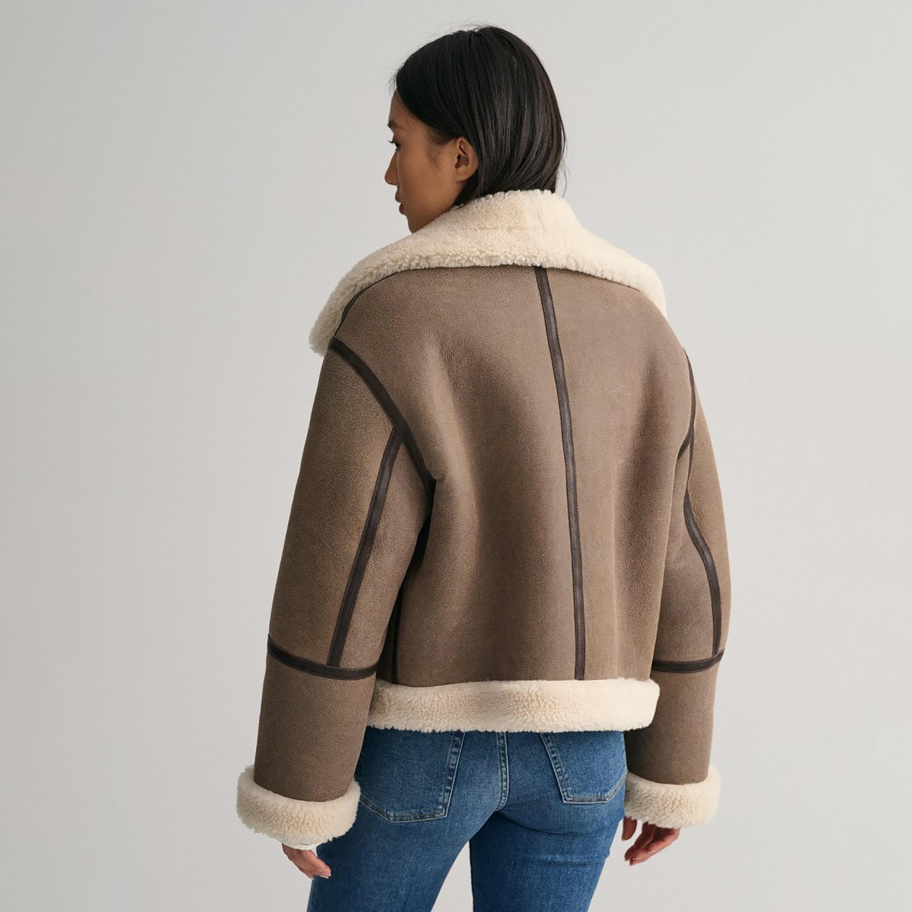 Gant Fur Detail Collared Shearling Jacket-women-winterwear-coatsandjackets-jackets-image-4