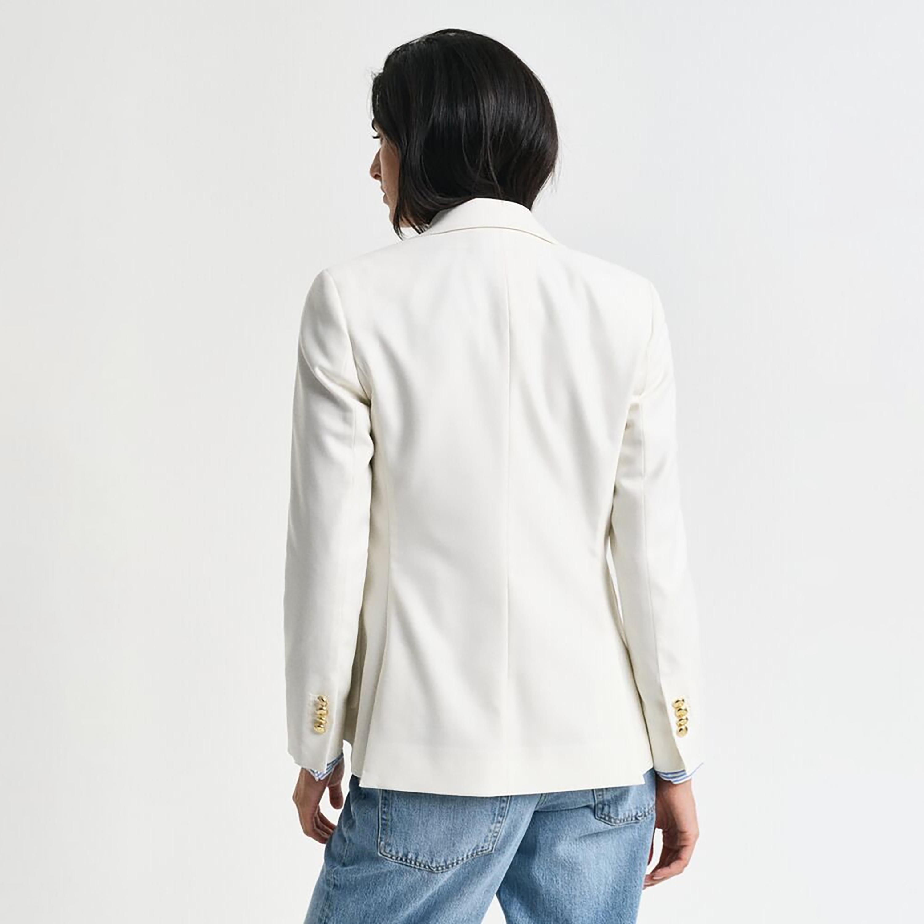 بليزر نسائي بأكمام طويلة سادة وياقة "بيك لابل" من جانت-women-clothing-coatsandjackets-blazers-image-2