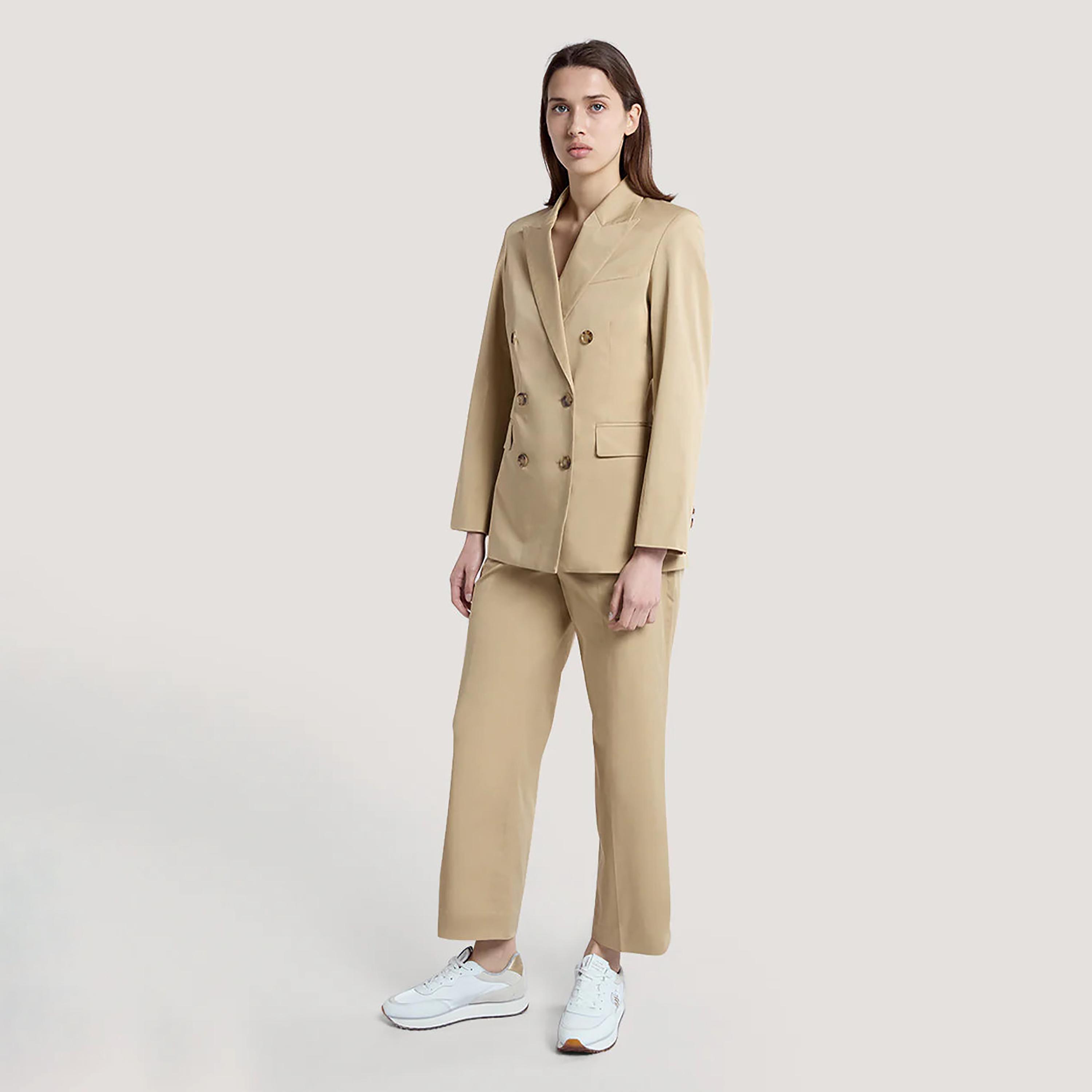 بليزر نسائي بسيط بياقة مطوية وأكمام طويلة من غانت-women-clothing-coatsandjackets-blazers-image-2