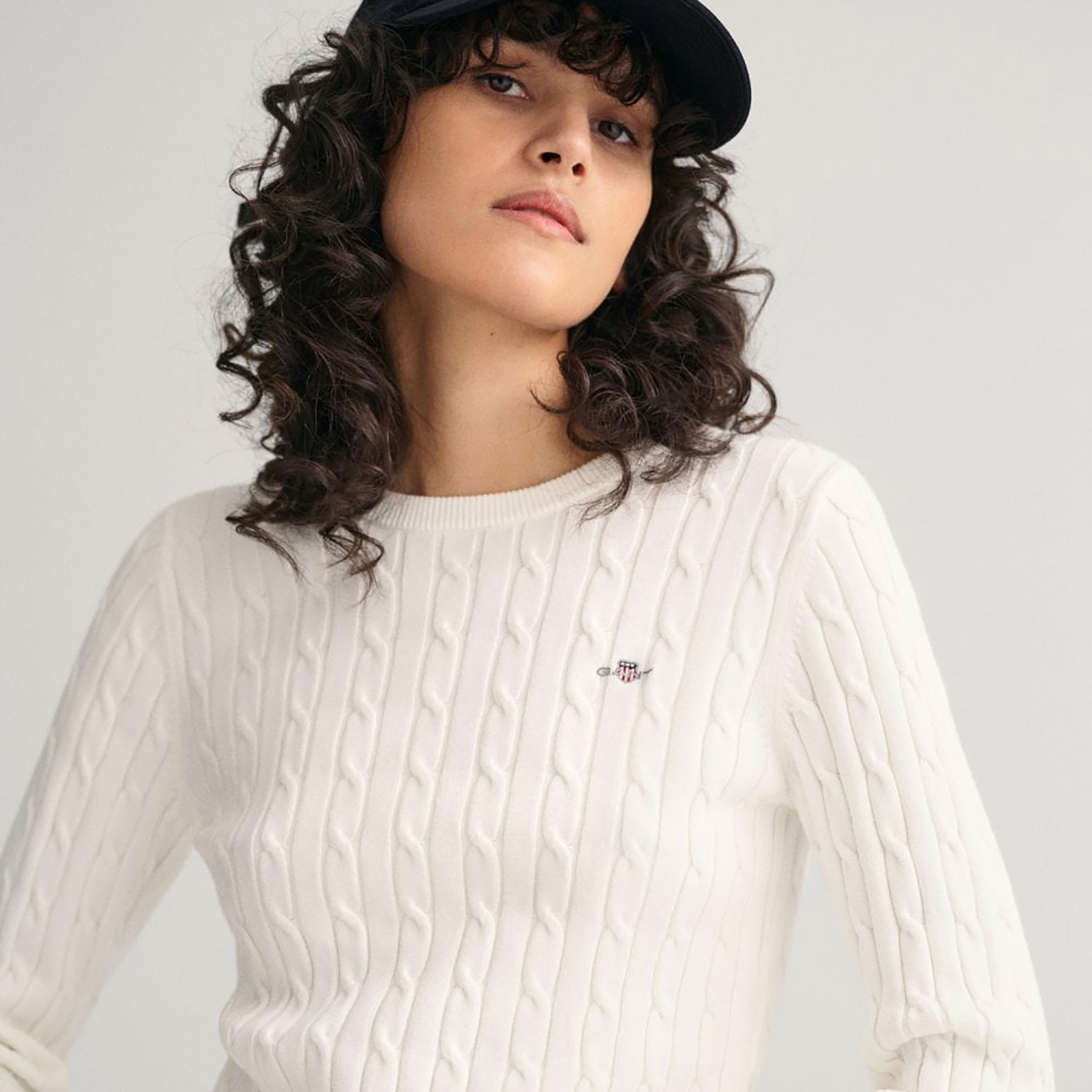 Gant Braided Knitted Crew Neck Sweater-women-clothing-cardigansandjumpers-jumpers-image-3