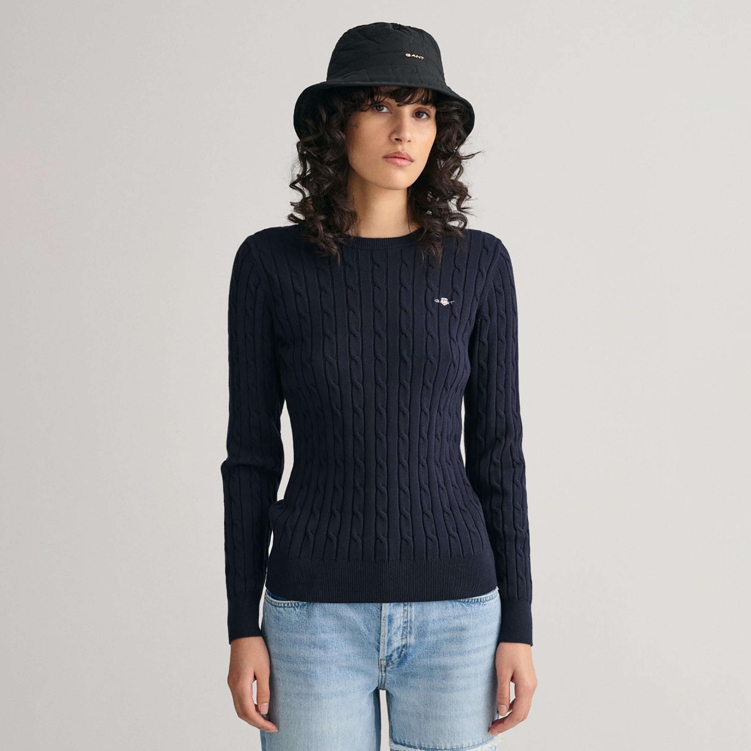 Gant Braided Knitted Crew Neck Sweater-women-clothing-cardigansandjumpers-jumpers-image-1