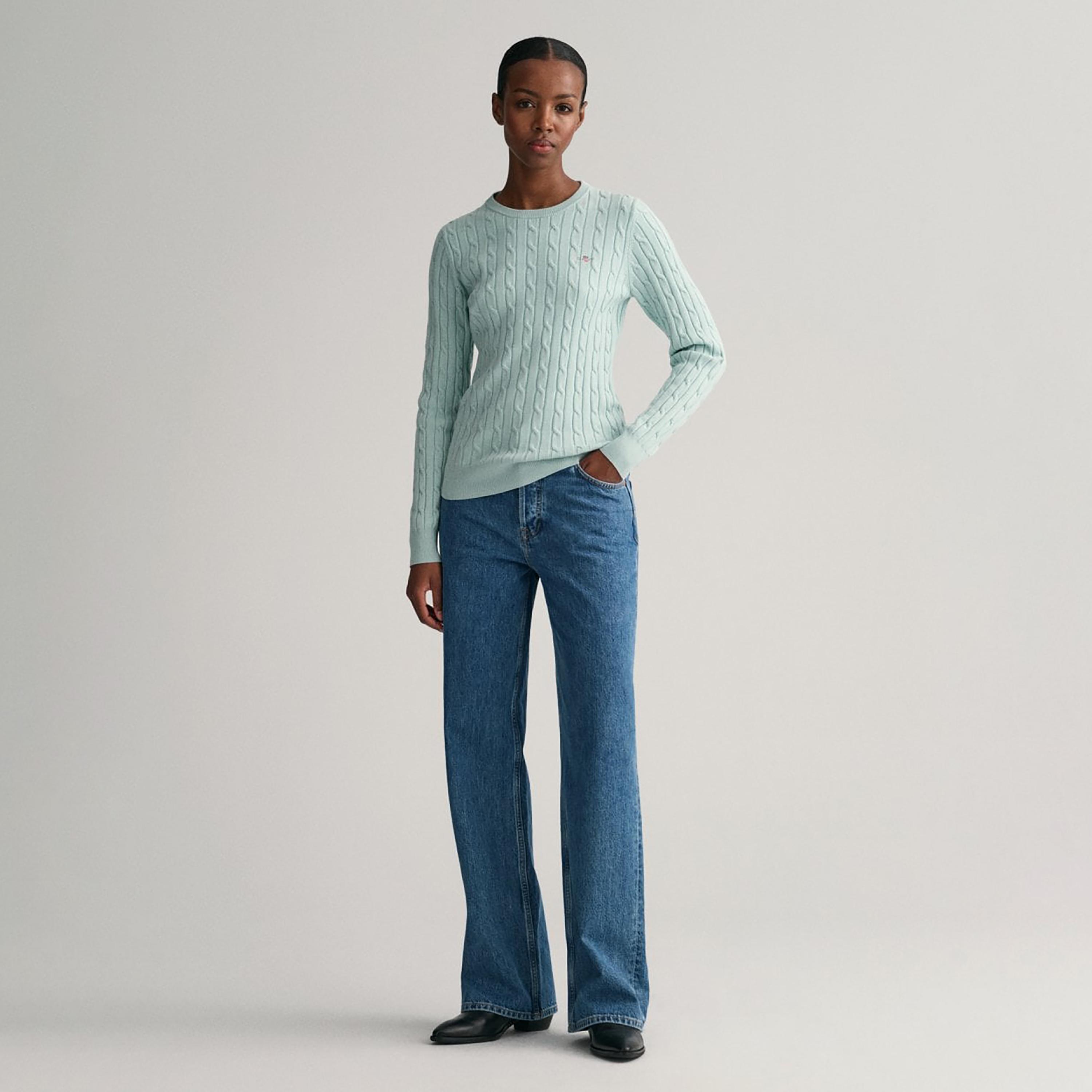 Gant Braided Knitted Crew Neck Sweater-women-clothing-cardigansandjumpers-jumpers-image-2