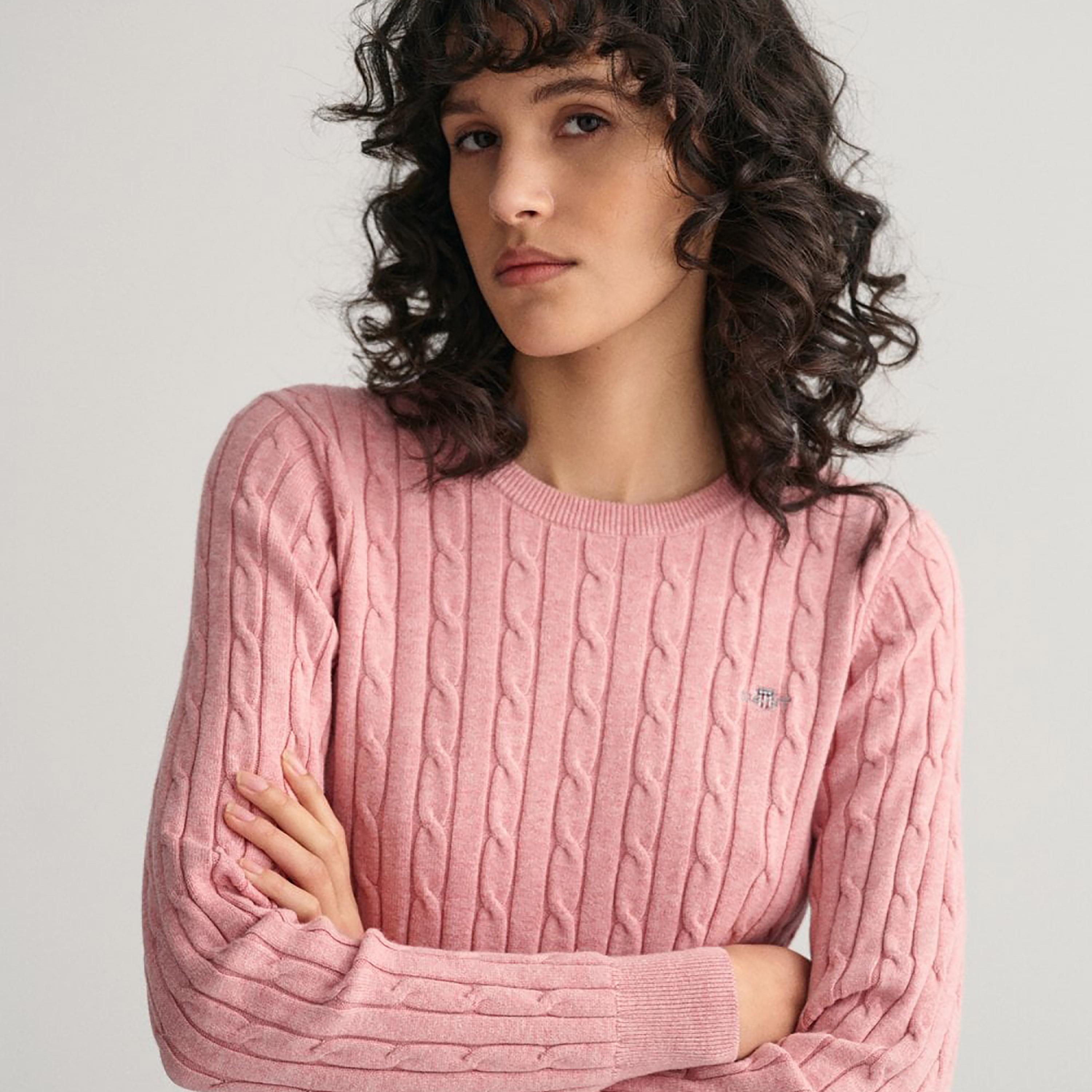 Gant Braided Knitted Crew Neck Sweater-women-clothing-cardigansandjumpers-jumpers-image-2