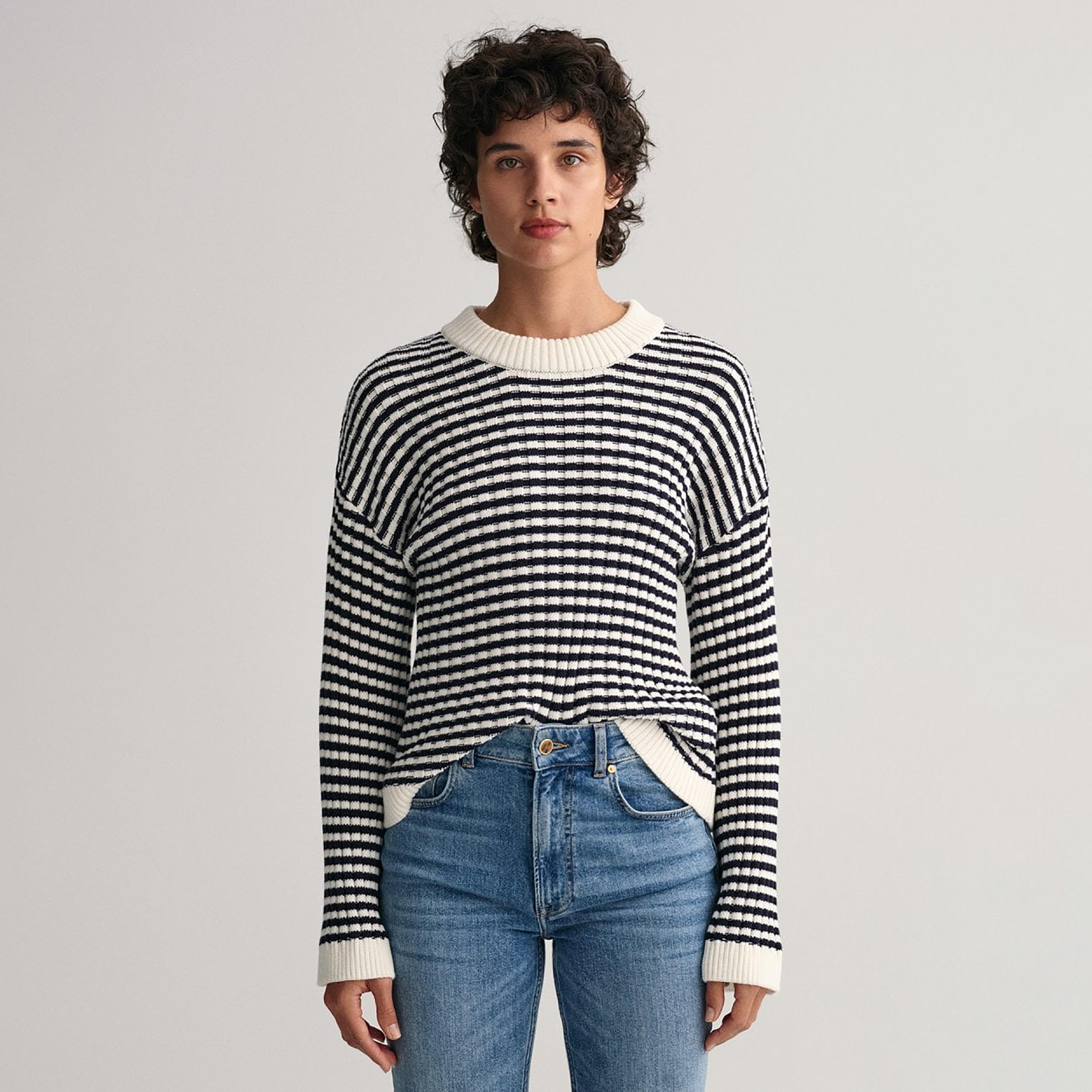 Gant Striped Crew Neck Long Sleeves Sweatshirt-women-winterwear-hoodiesandsweatshirts-hoodies-image-1