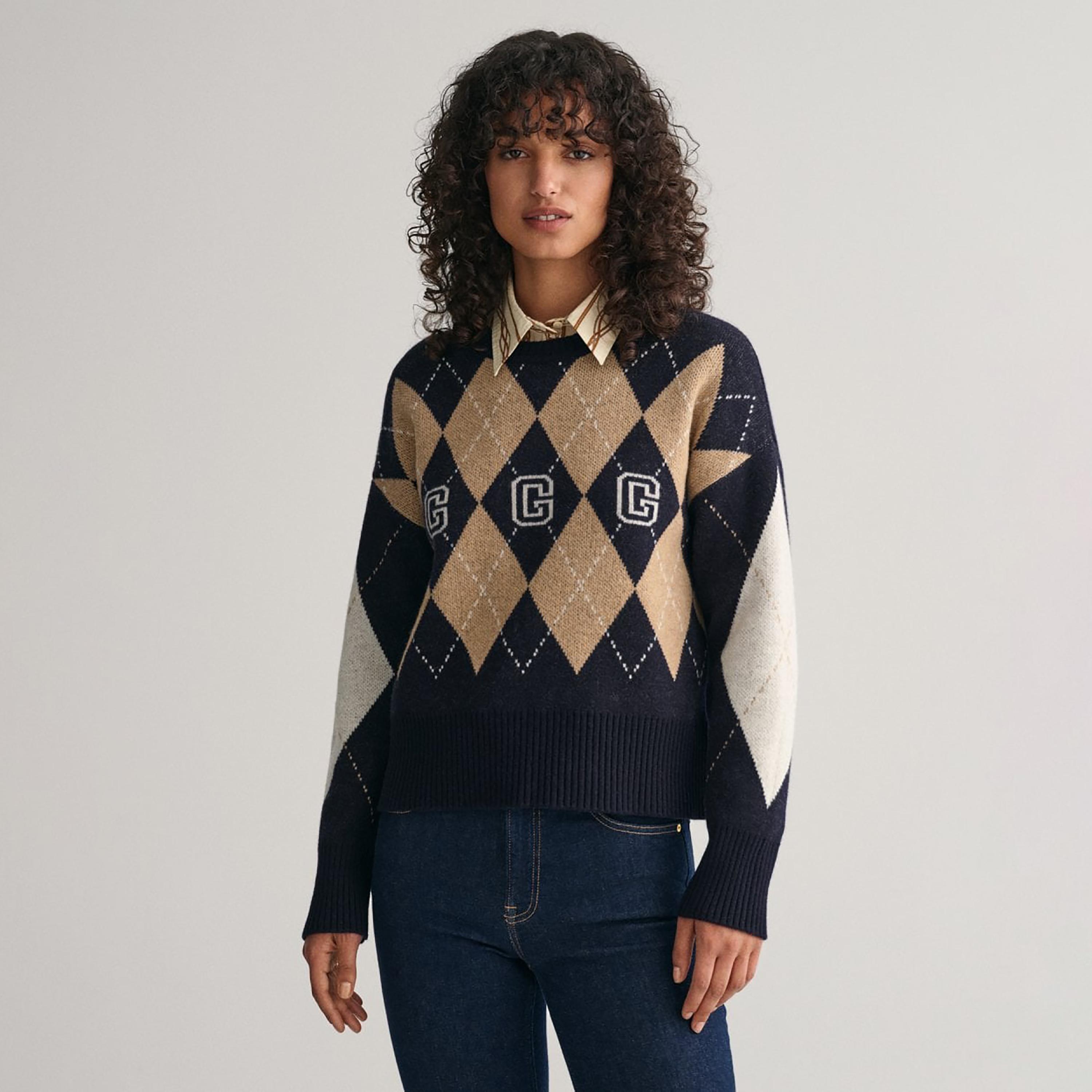 Gant Argyle Checks Crew Neck Long Sleeves Sweatshirt-women-winterwear-hoodiesandsweatshirts-hoodies-image-1