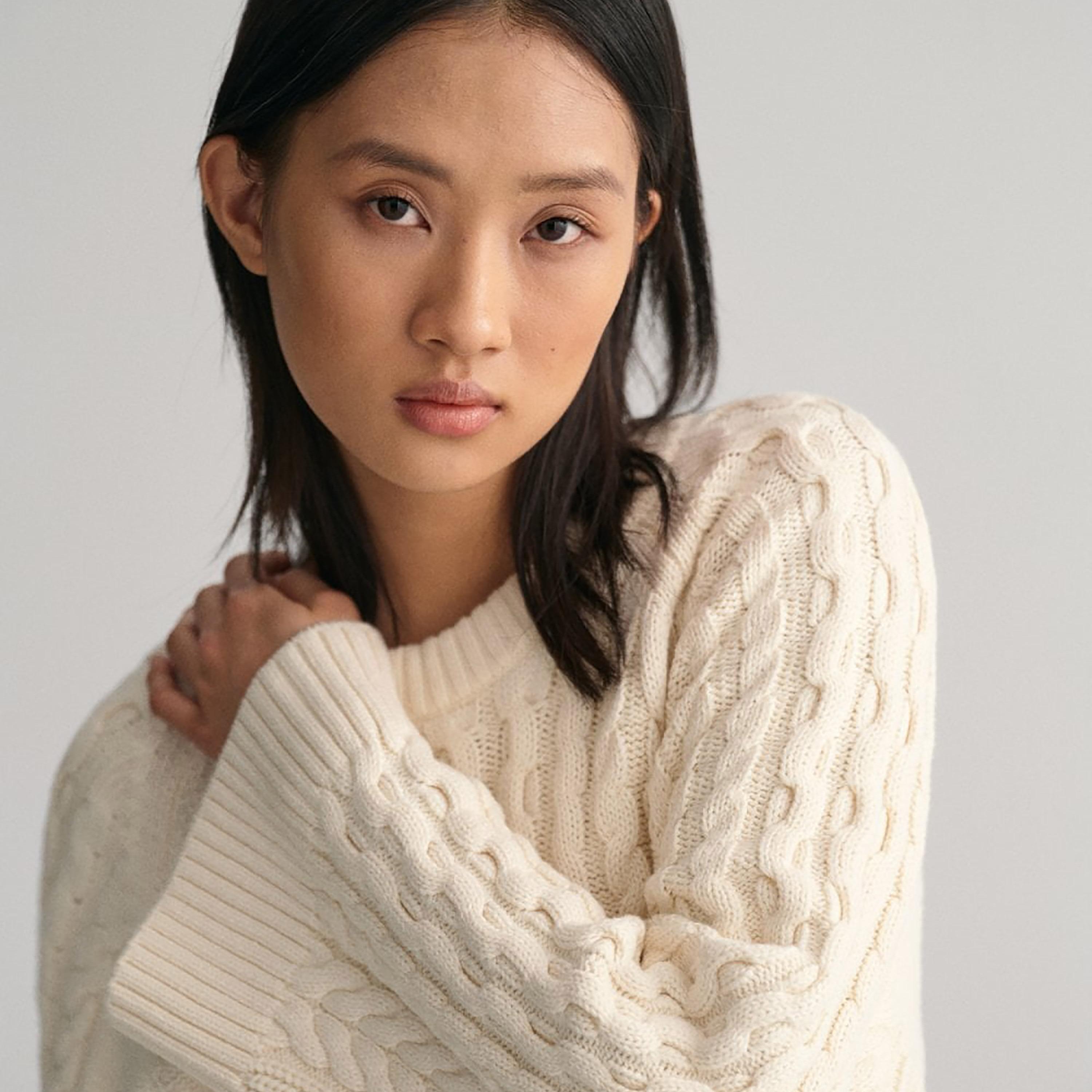 سويت شيرت محبوك بأكمام طويلة وياقة دائرية من جانت-women-winterwear-hoodiesandsweatshirts-hoodies-image-3
