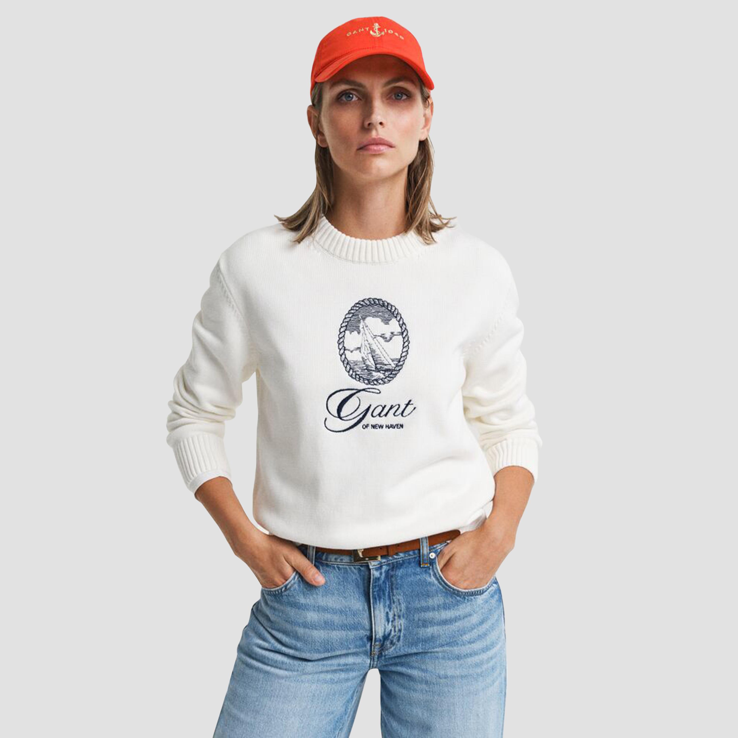 Gant Graphic Print Round Neck Long Sleeves Women's Pullover-women-winterwear-cardigansandjumpers-jumpers-image-1