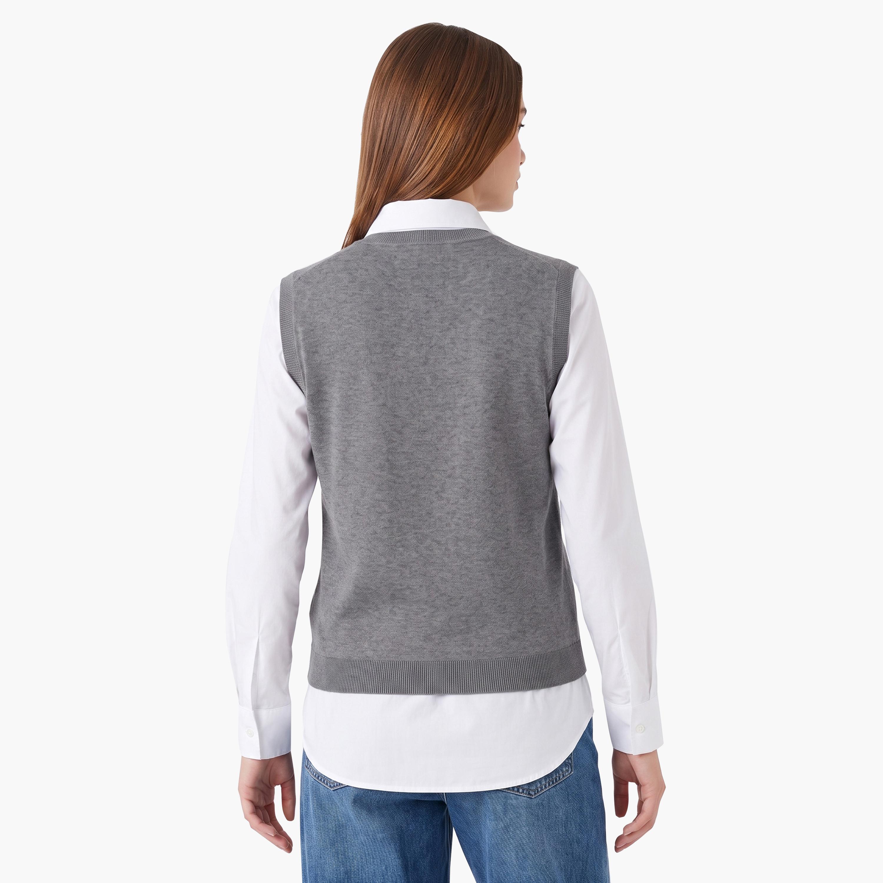 Gant Plain Round Neck Sleeveless Women's Cardigan-women-winterwear-cardigansandjumpers-cardigans-image-4