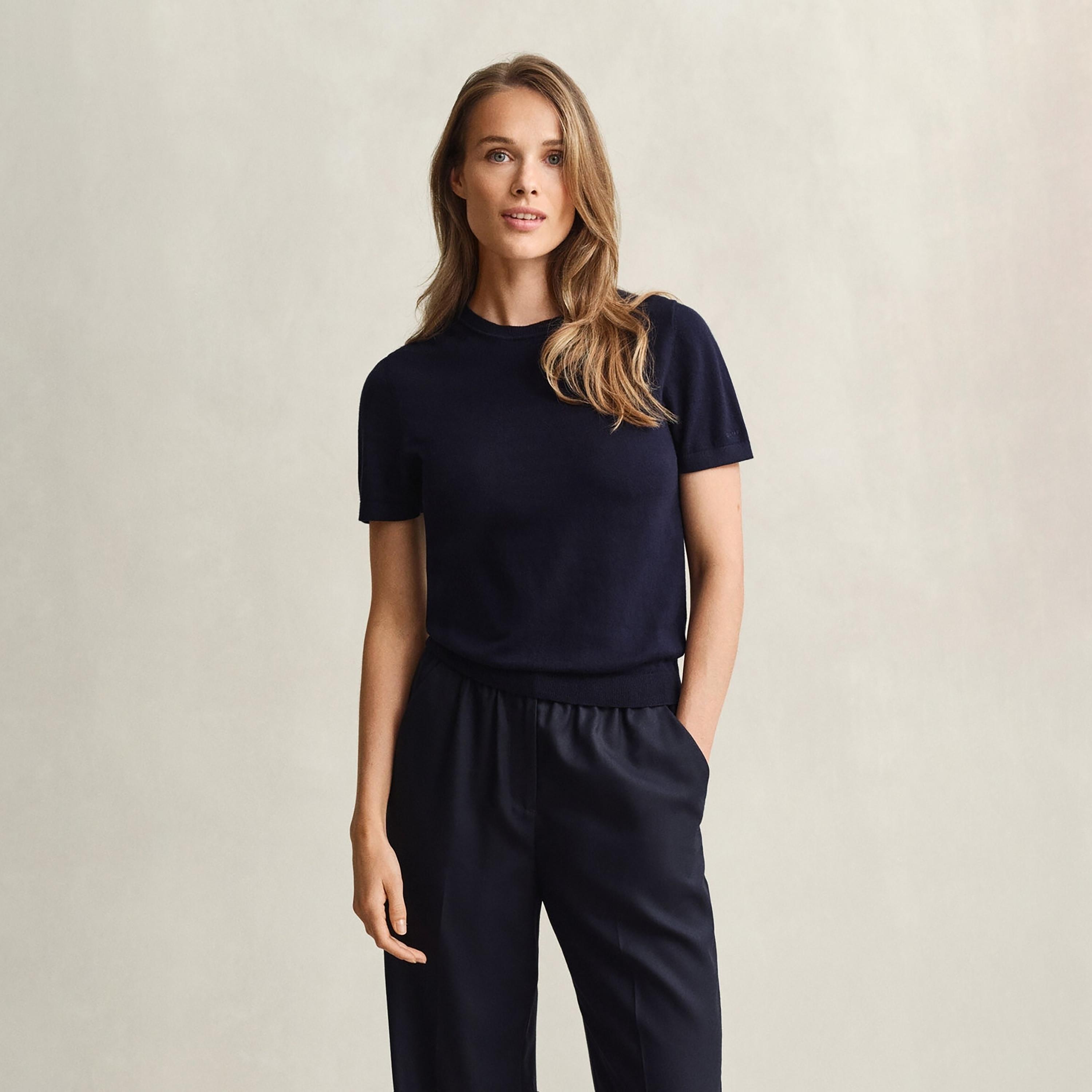 Gant Knitted Crew Neck Short Sleeves Women's Sweater-women-winterwear-cardigansandjumpers-jumpers-image-1