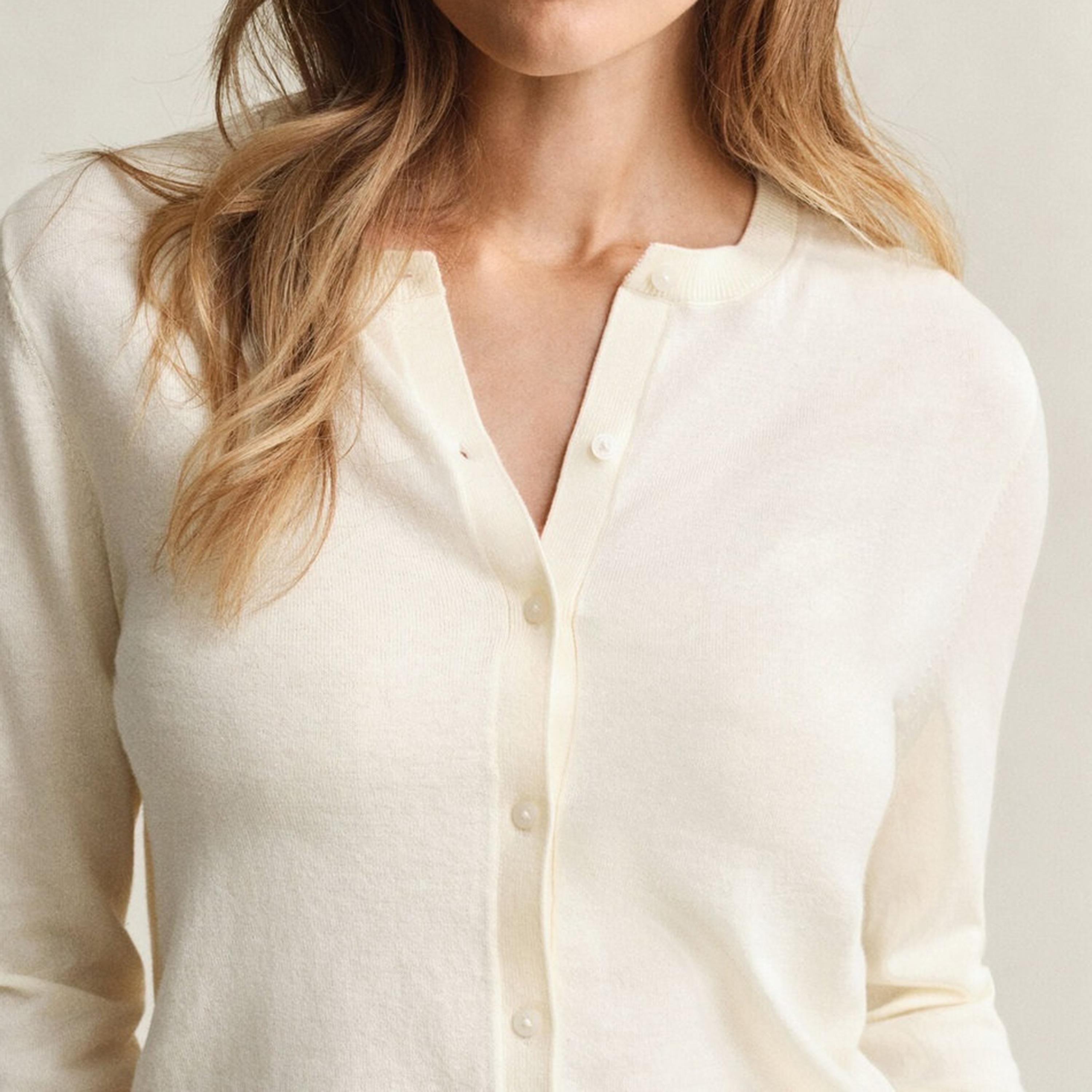 Gant Knitted Round Neck Long Sleeves Women's Cardigan-women-winterwear-cardigansandjumpers-cardigans-image-2