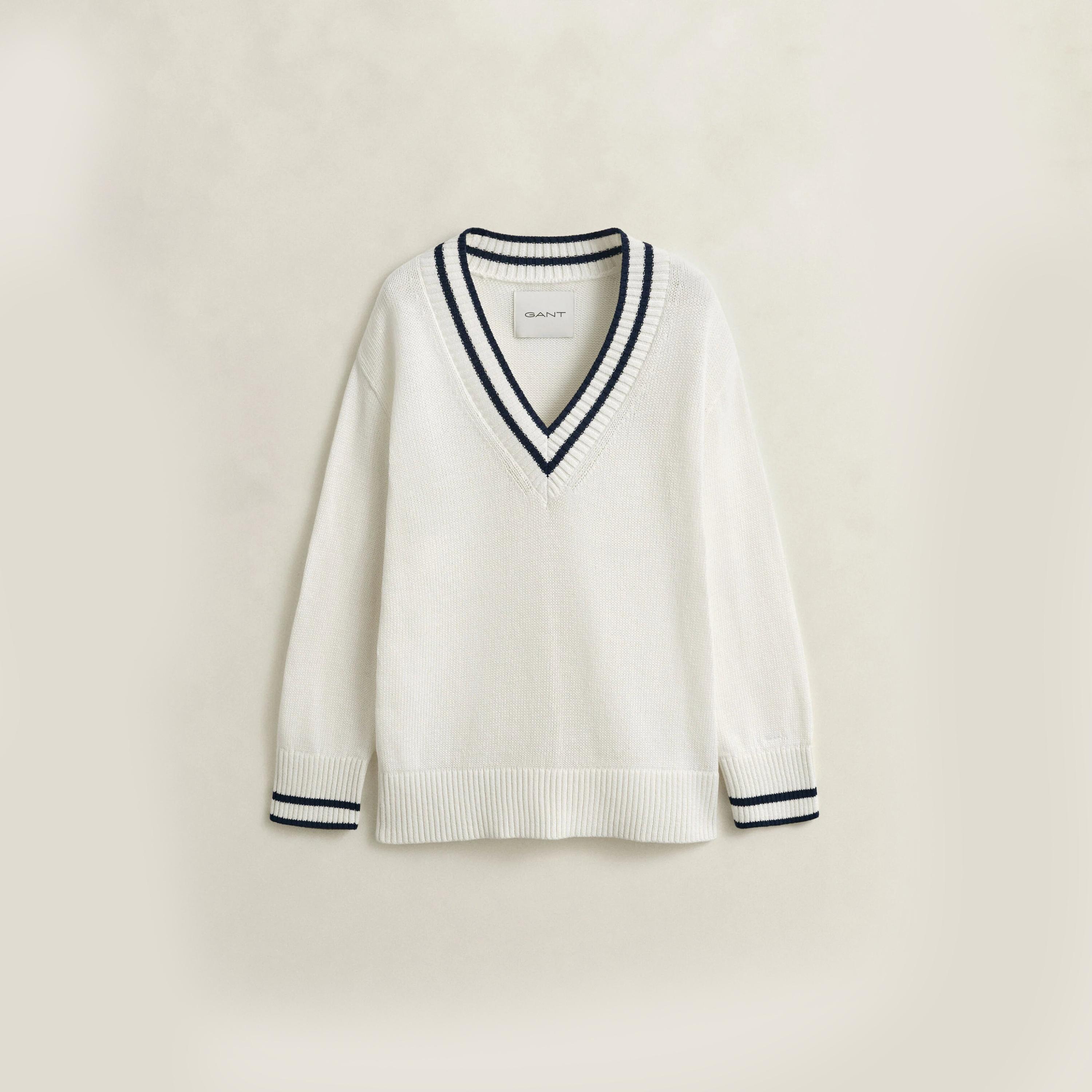بلوفر نسائي بسيط بياقة سبعة (V) وأكمام طويلة من غانت-women-winterwear-cardigansandjumpers-jumpers-image-6