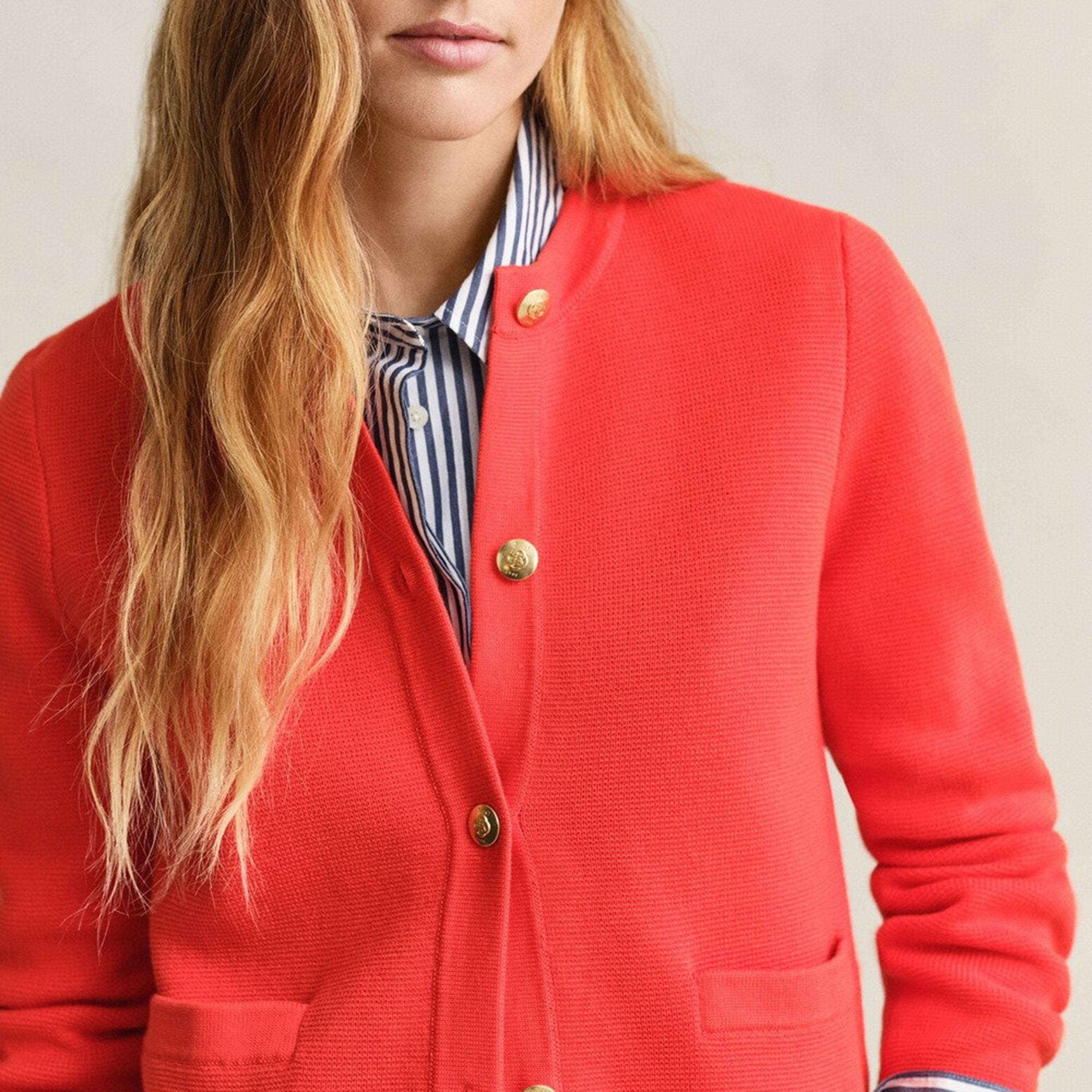 كارديجان نسائي محبوك بياقة مستديرة وأكمام طويلة من غانت-women-winterwear-cardigansandjumpers-cardigans-image-3