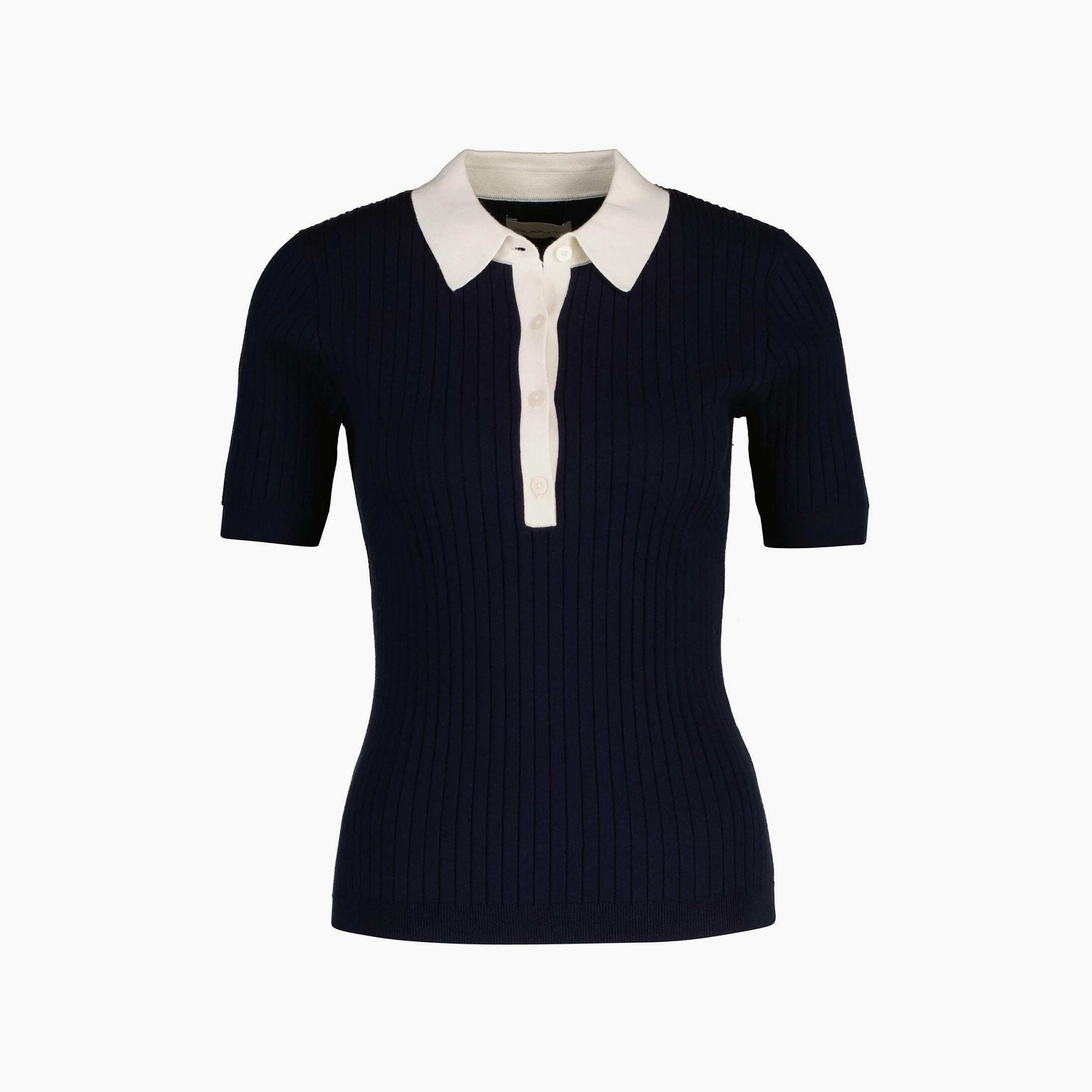 سويتر نسائي مضلع بأكمام قصيرة وبياقة من جانت-women-clothing-cardigansandjumpers-jumpers-image-2